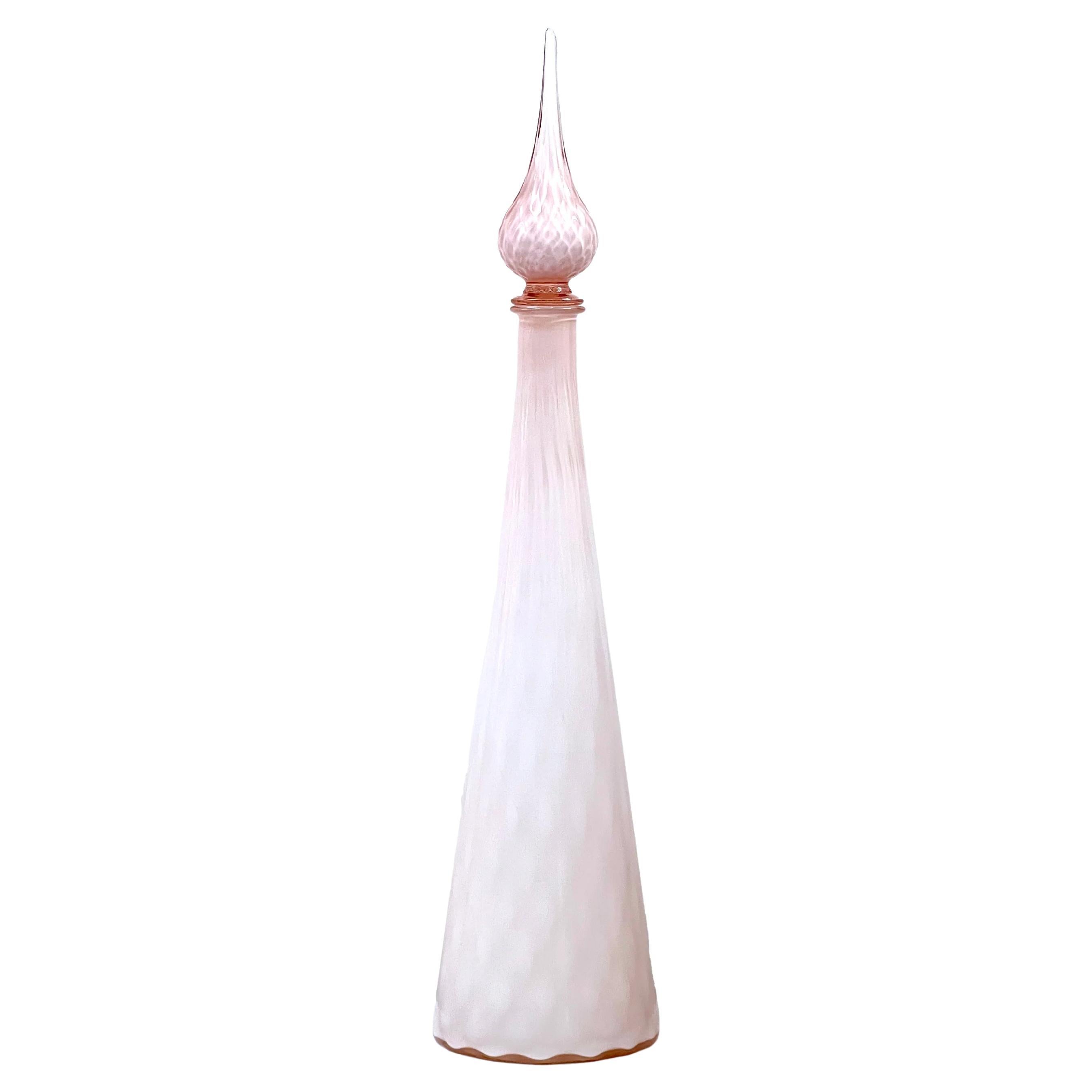 Tall 24.5" Cased 'Optic' Decanter/Bottle, in Soft Pink  Made in Empoli, Italy