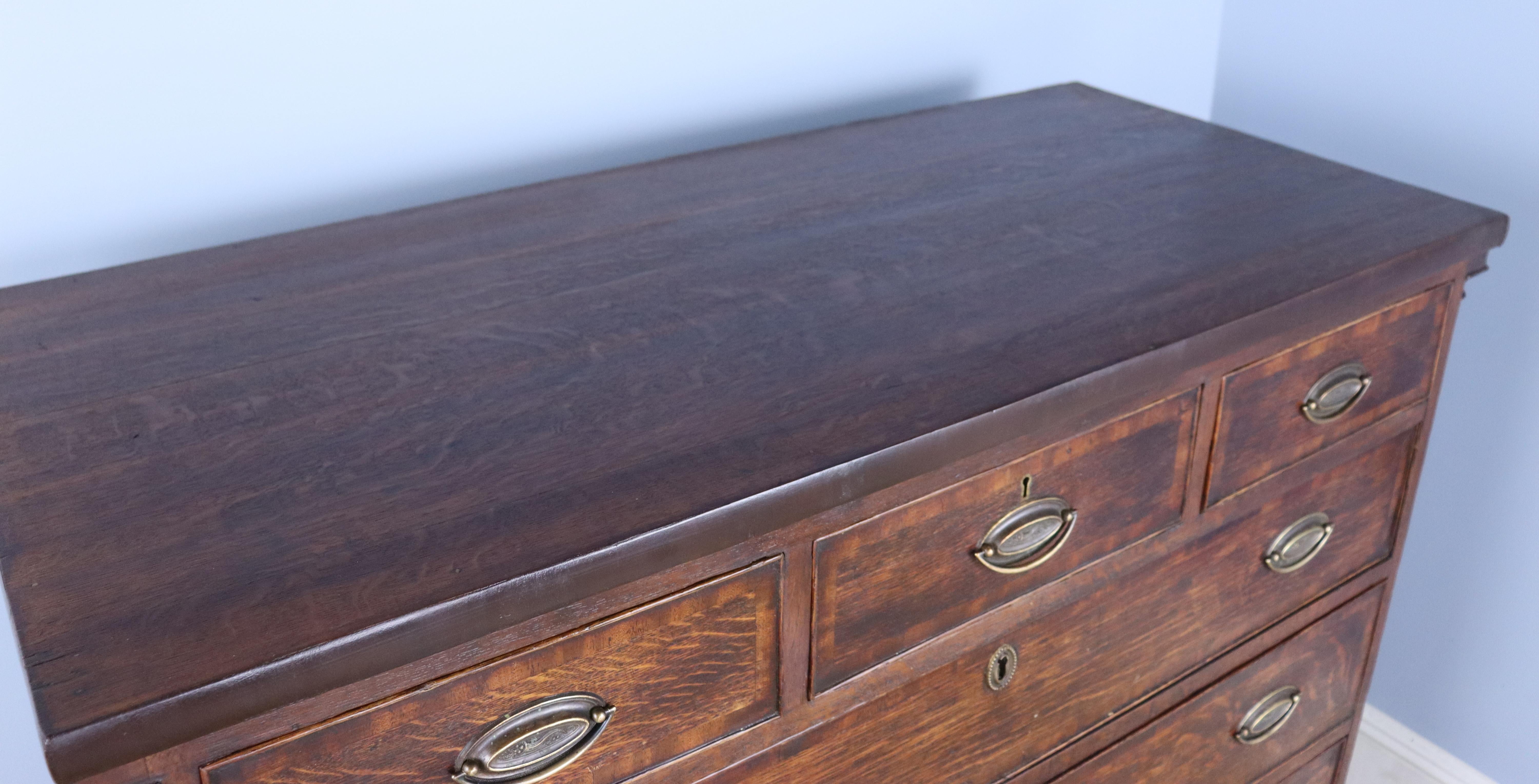 Tall 3/4 Georgian Welsh Oak Chest of Drawers In Good Condition For Sale In Port Chester, NY