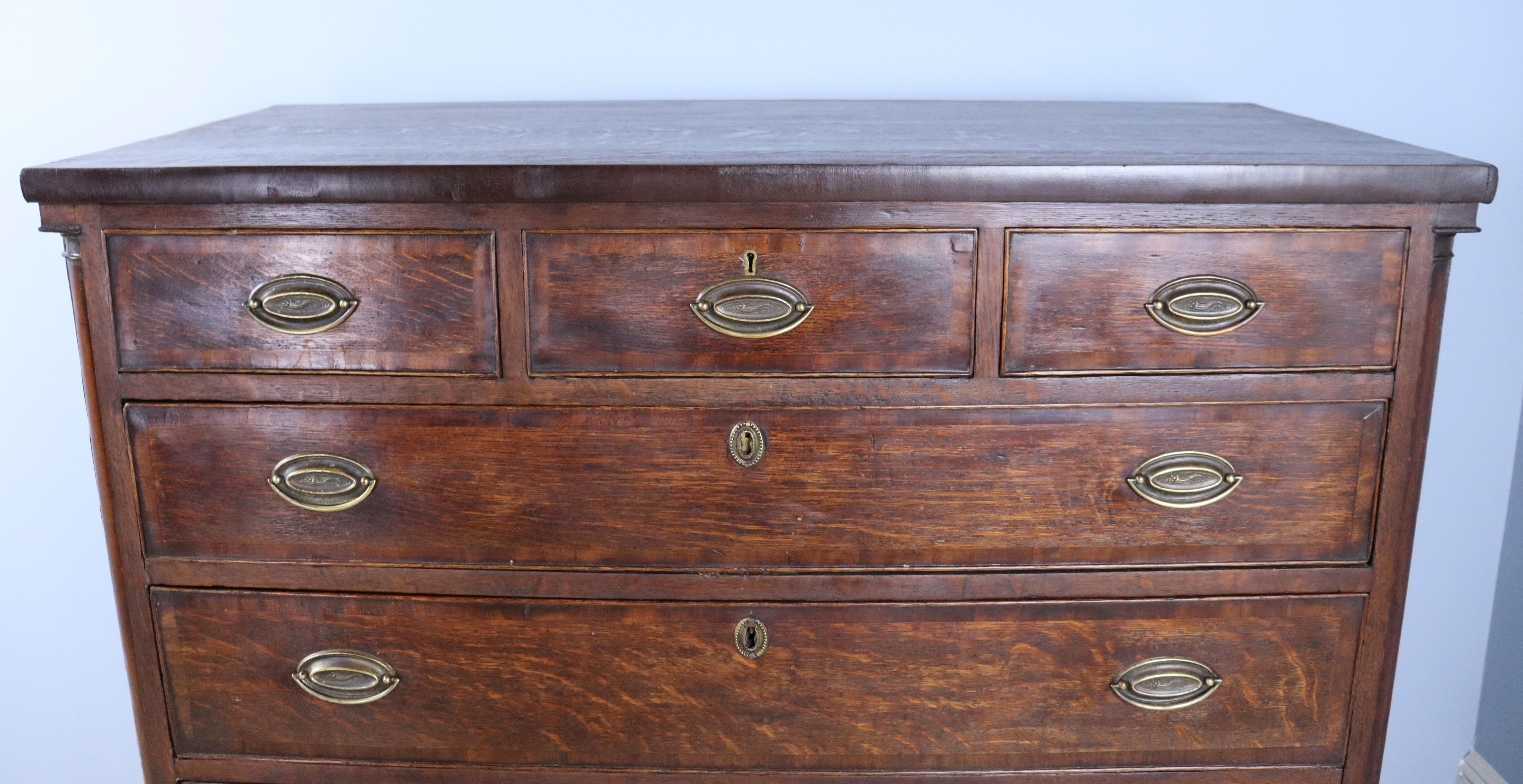 Tall 3/4 Georgian Welsh Oak Chest of Drawers For Sale 2