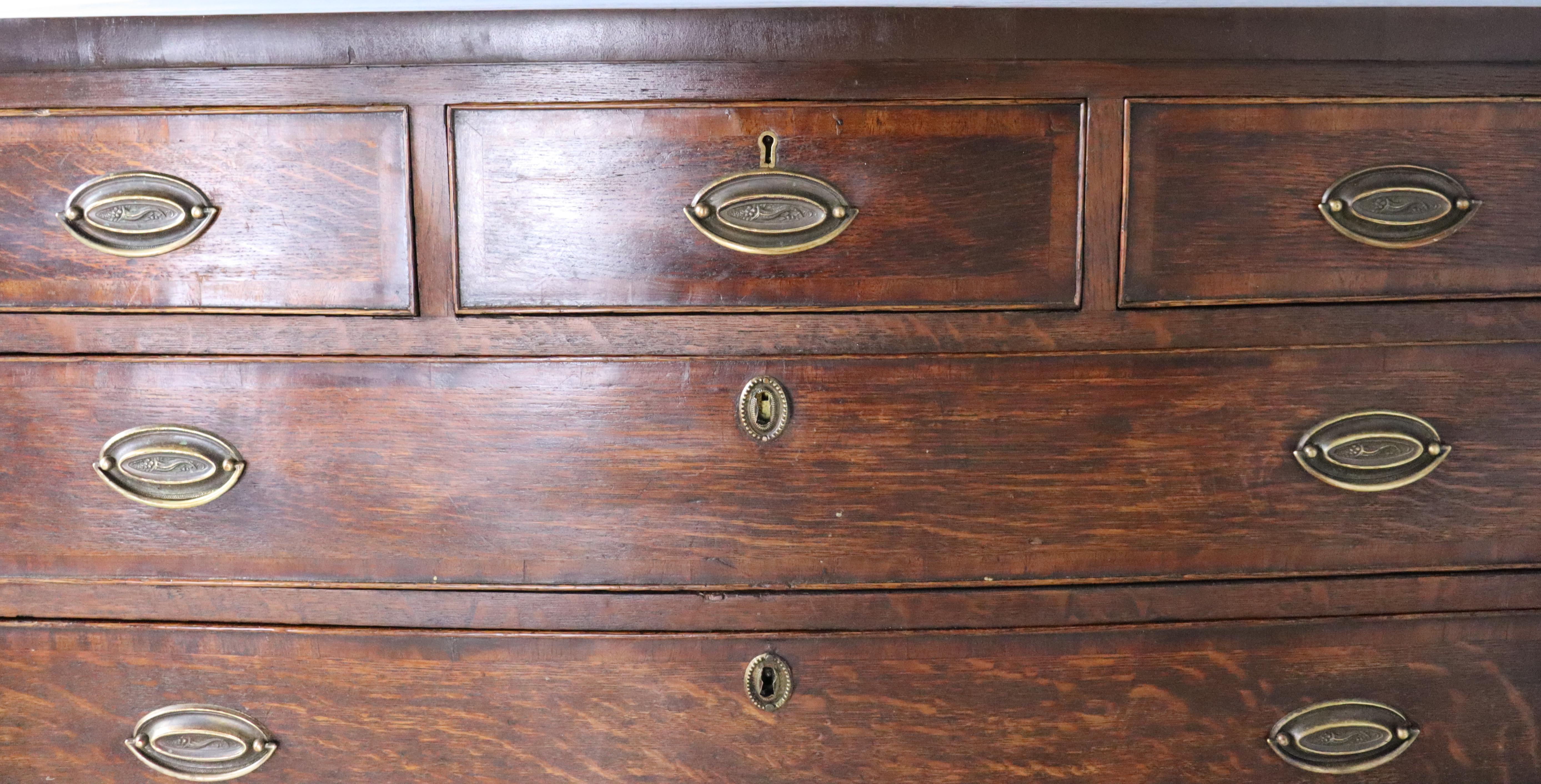 Tall 3/4 Georgian Welsh Oak Chest of Drawers For Sale 3
