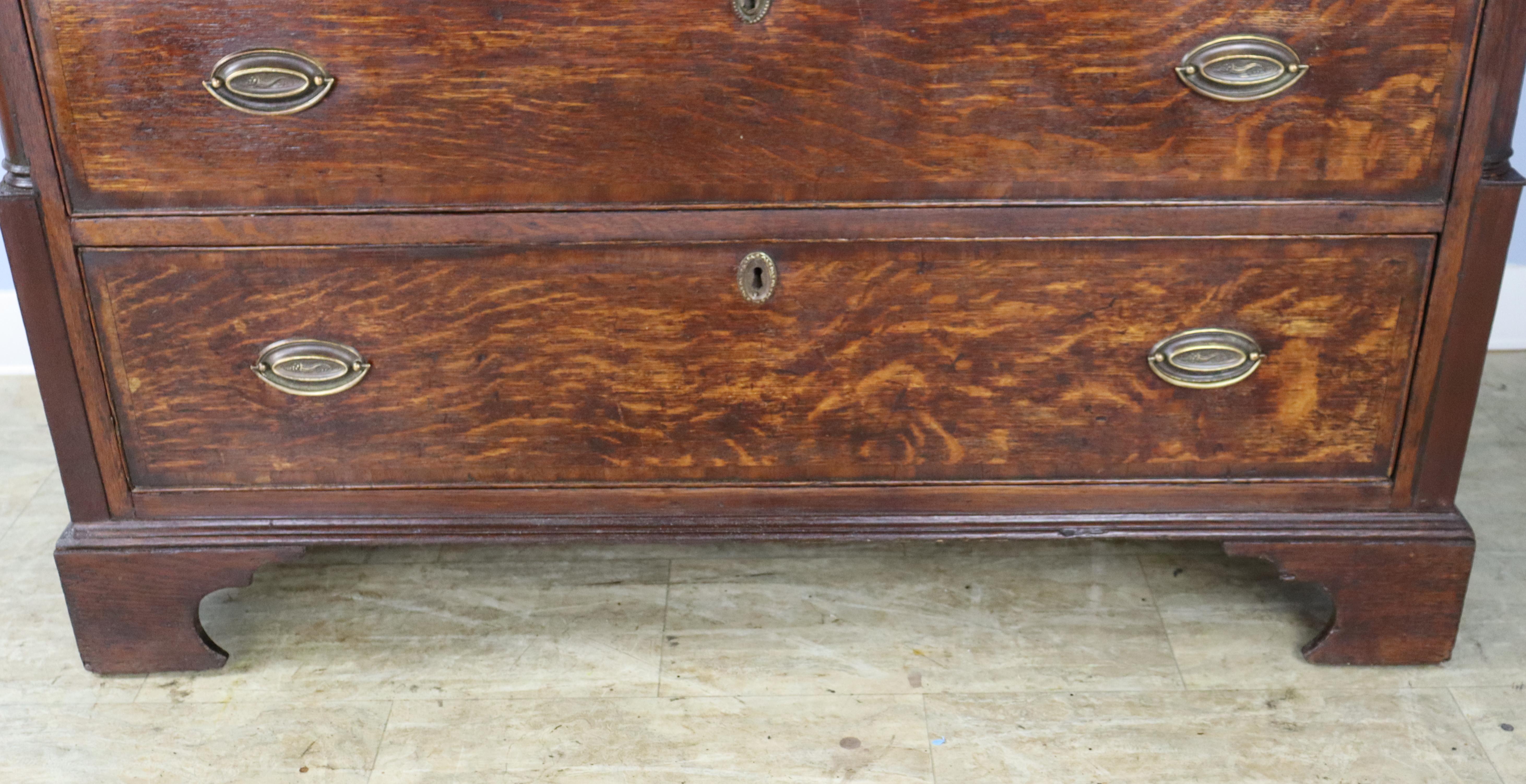 Tall 3/4 Georgian Welsh Oak Chest of Drawers For Sale 4