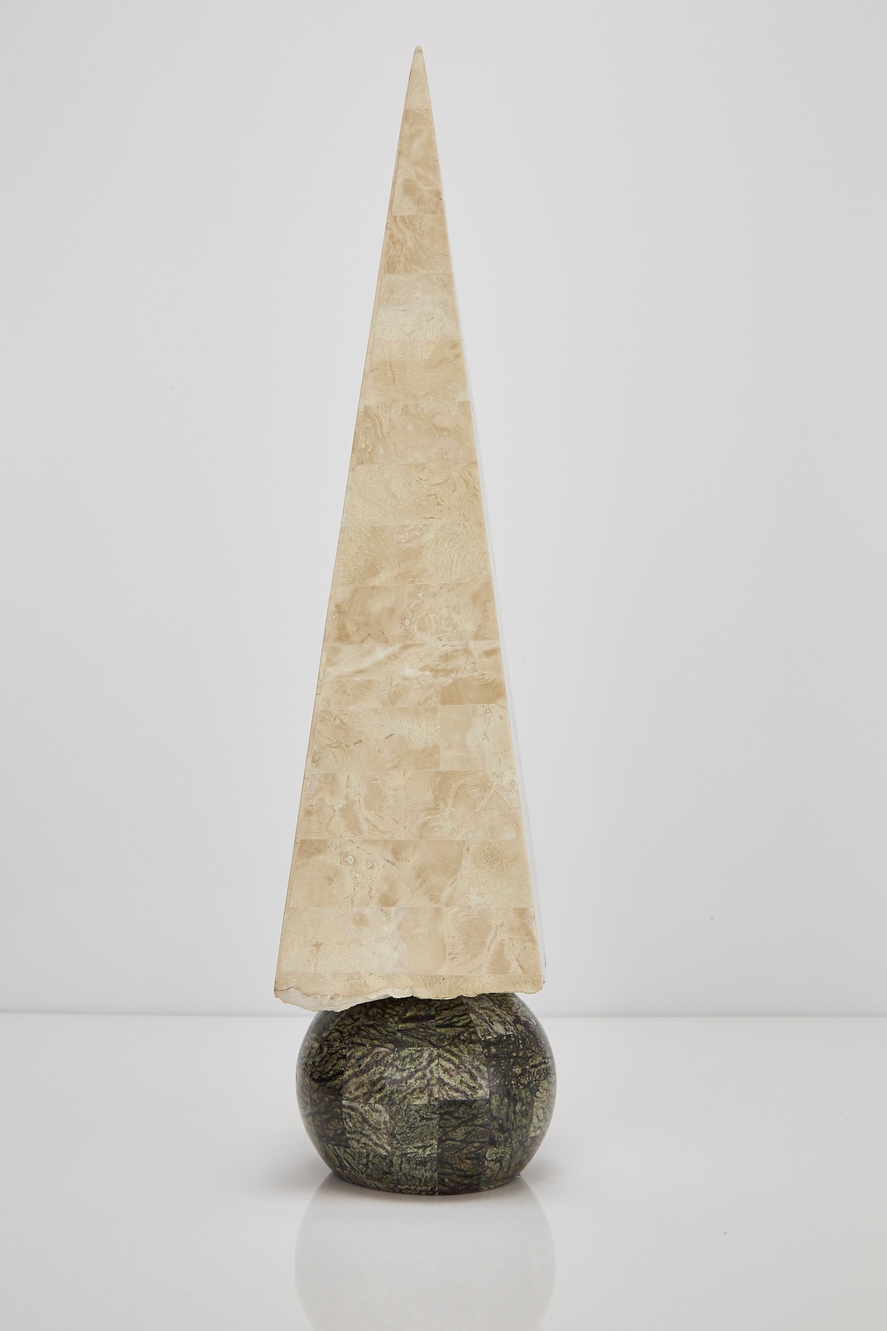 Late 20th Century Tall 32 in. Tessellated Stone Obelisk, 1990s For Sale