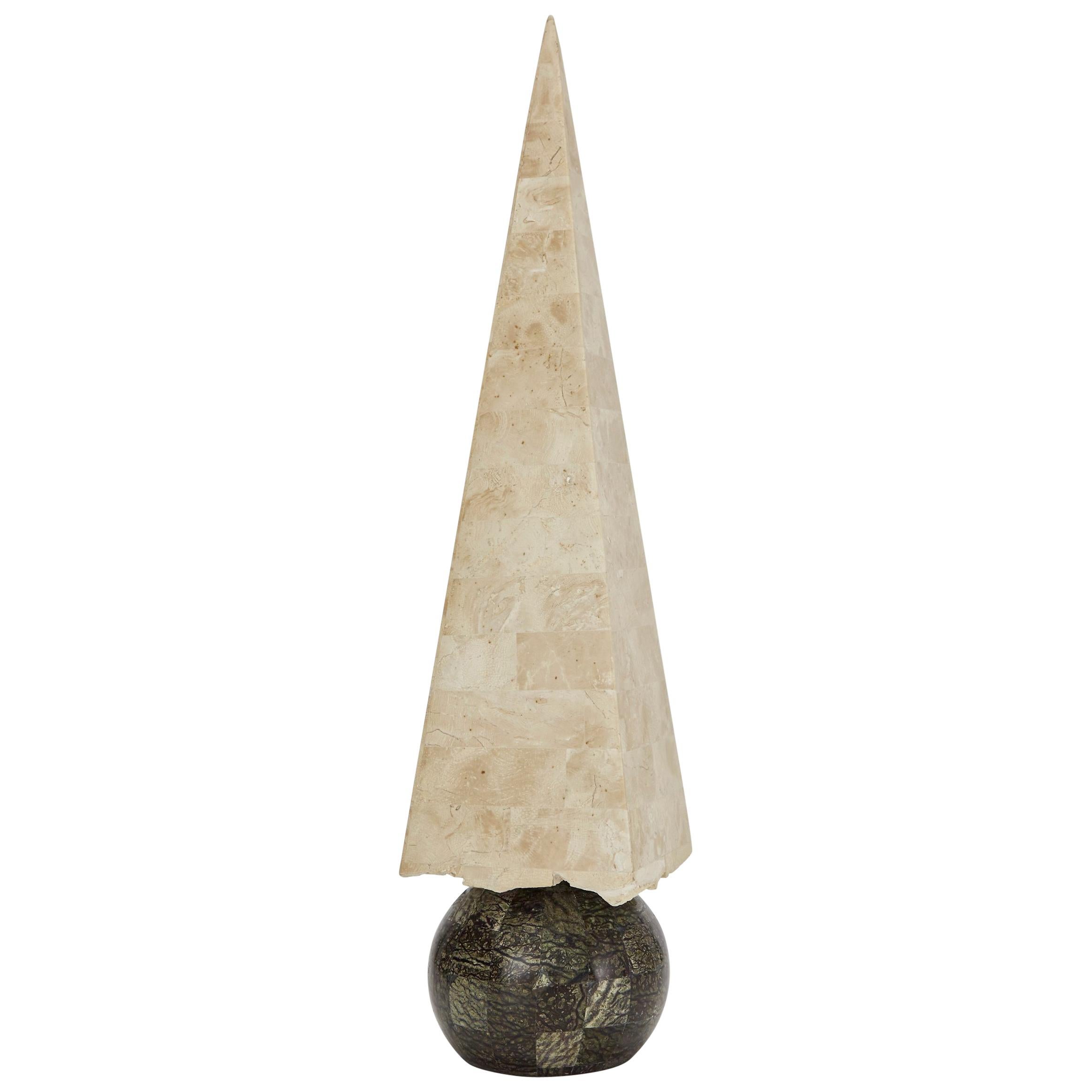 Tall 32 in. Tessellated Stone Obelisk, 1990s For Sale
