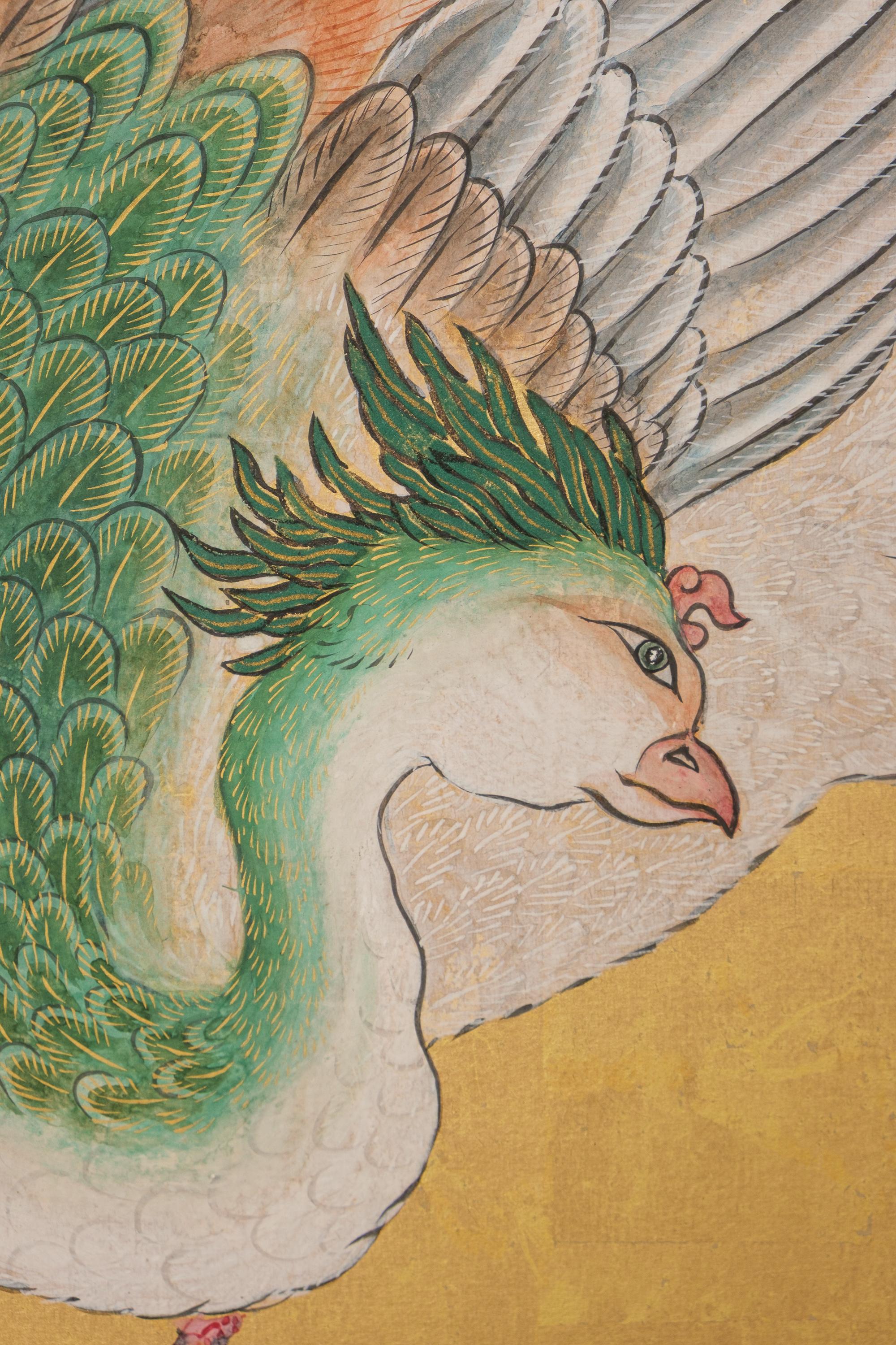 Tall 6-panel byôbu with phoenixes attributed to Kanô Isen’in Naganobu For Sale 3