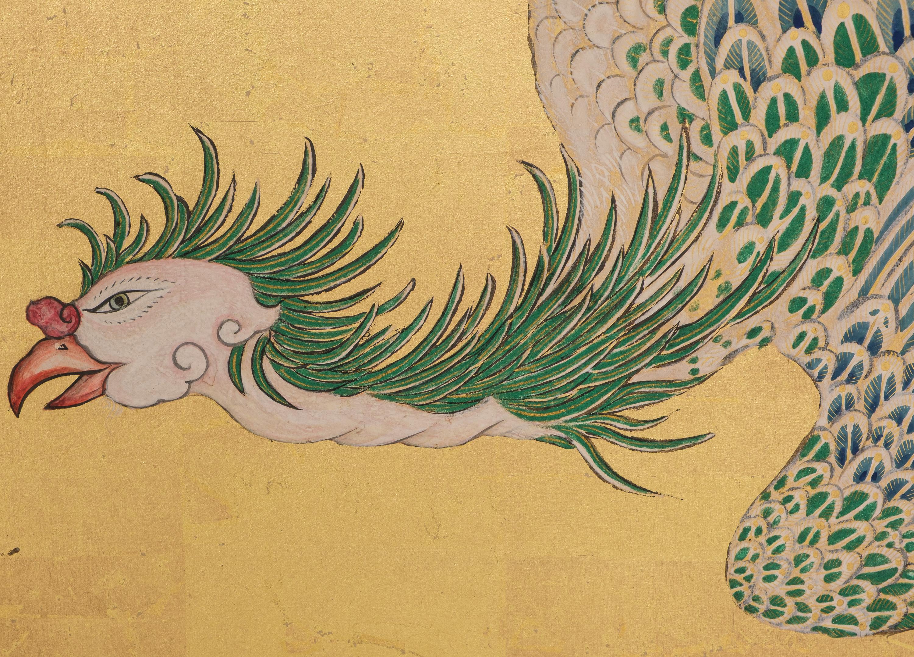 Tall 6-panel byôbu with phoenixes attributed to Kanô Isen’in Naganobu For Sale 3