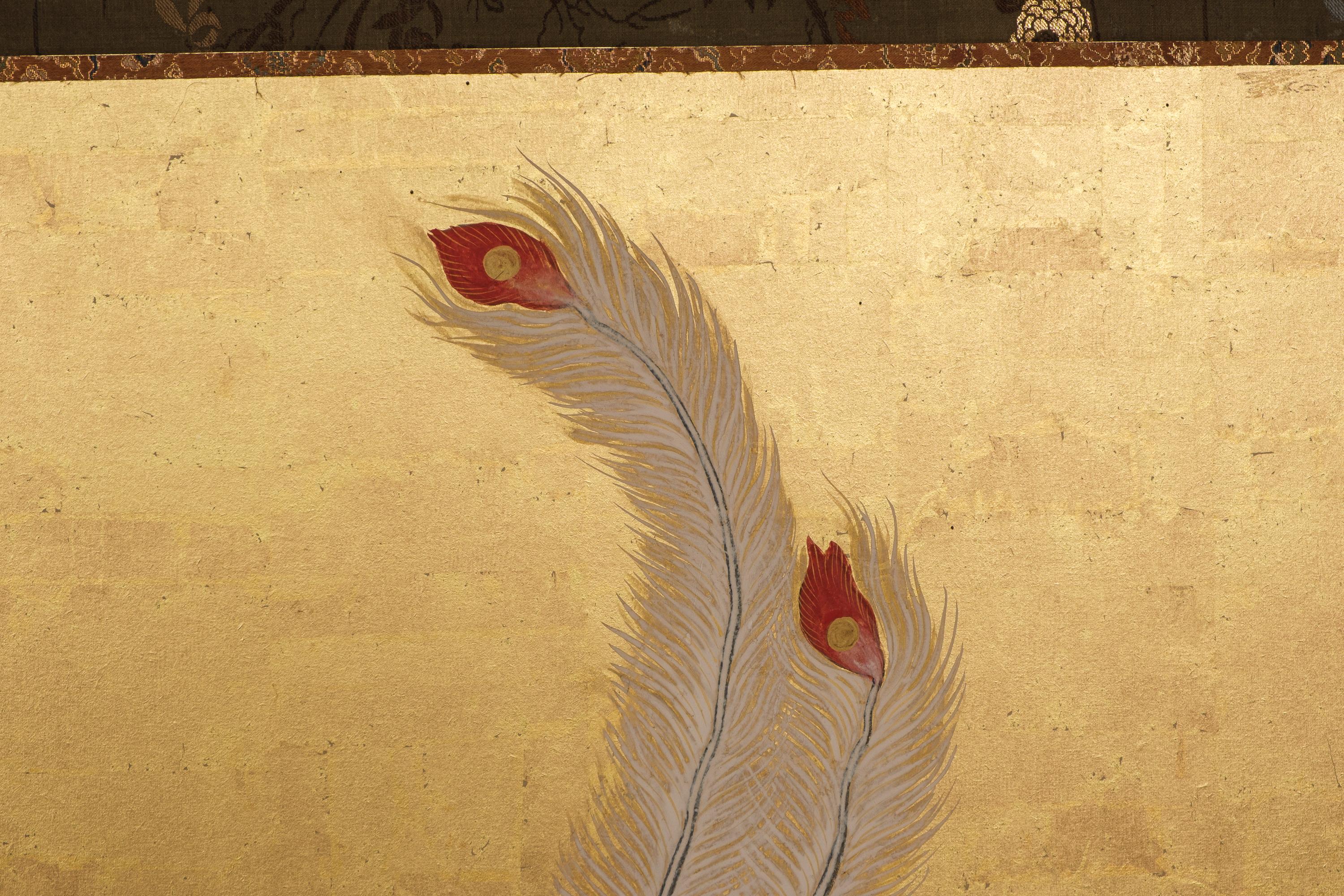 Tall 6-panel byôbu with phoenixes attributed to Kanô Isen’in Naganobu For Sale 4