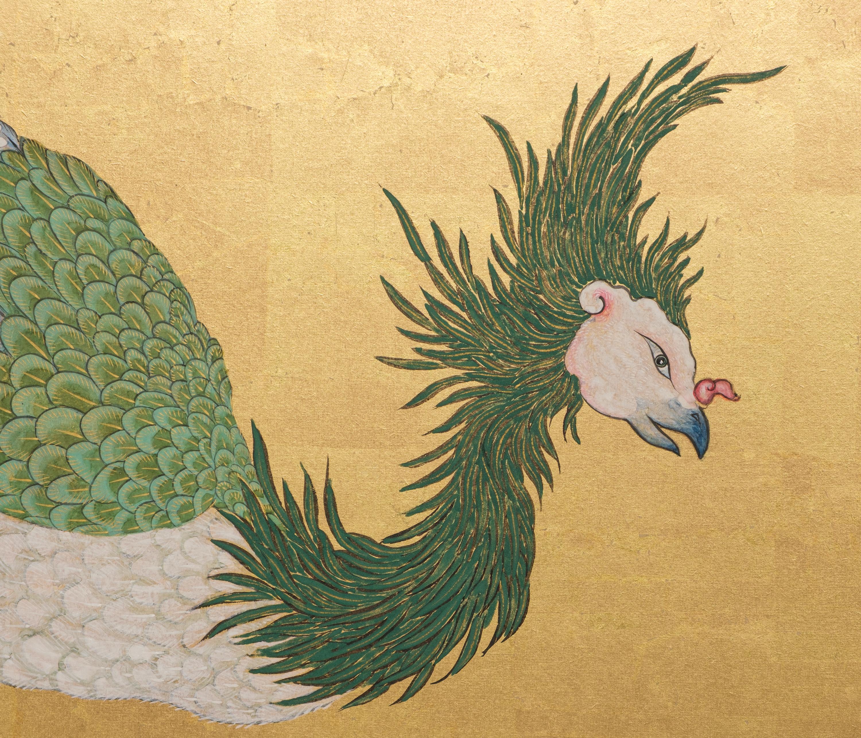 Tall 6-panel byôbu with phoenixes attributed to Kanô Isen’in Naganobu For Sale 5