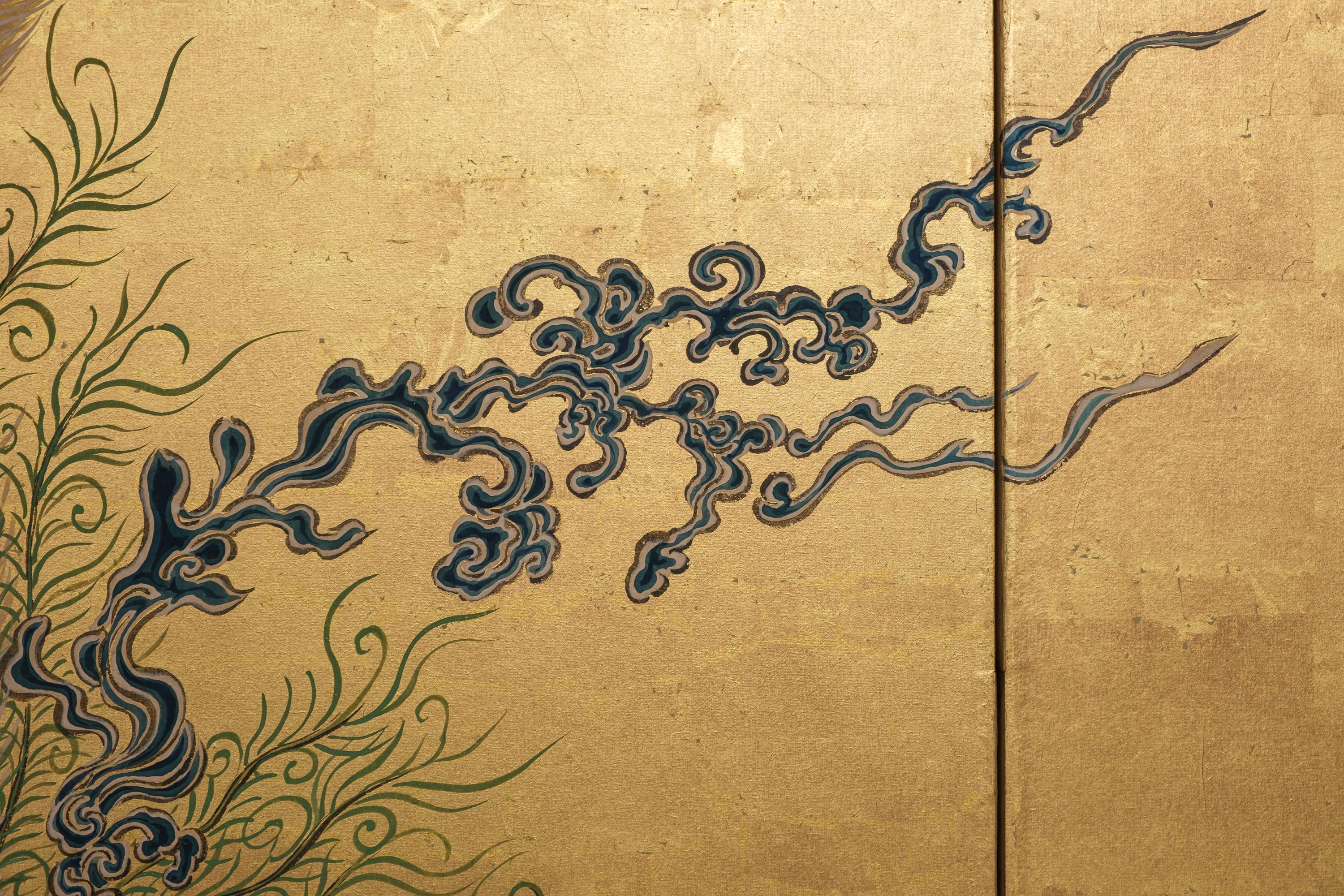 Tall 6-panel byôbu with phoenixes attributed to Kanô Isen’in Naganobu For Sale 5