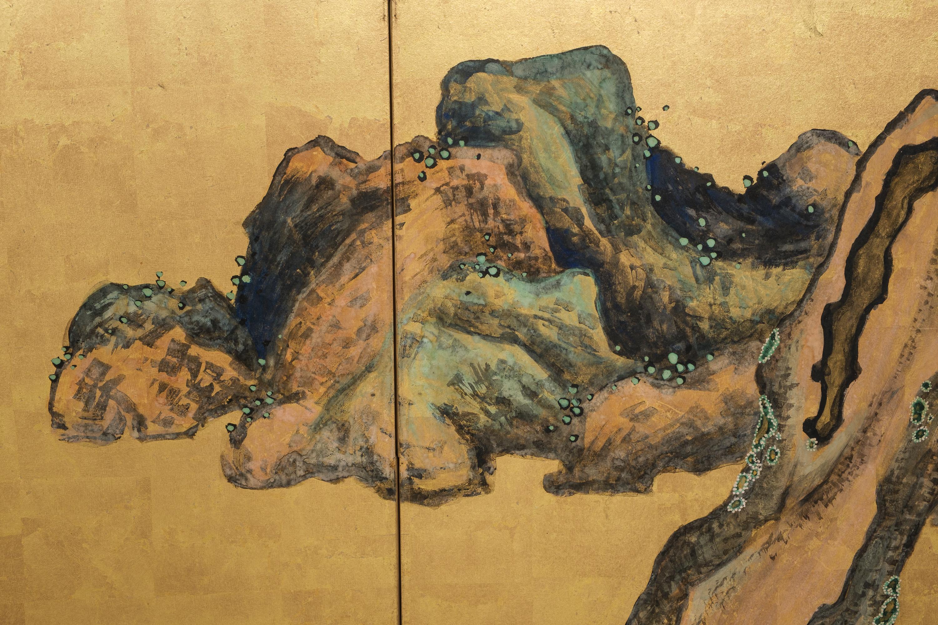 Tall 6-panel byôbu with phoenixes attributed to Kanô Isen’in Naganobu For Sale 9