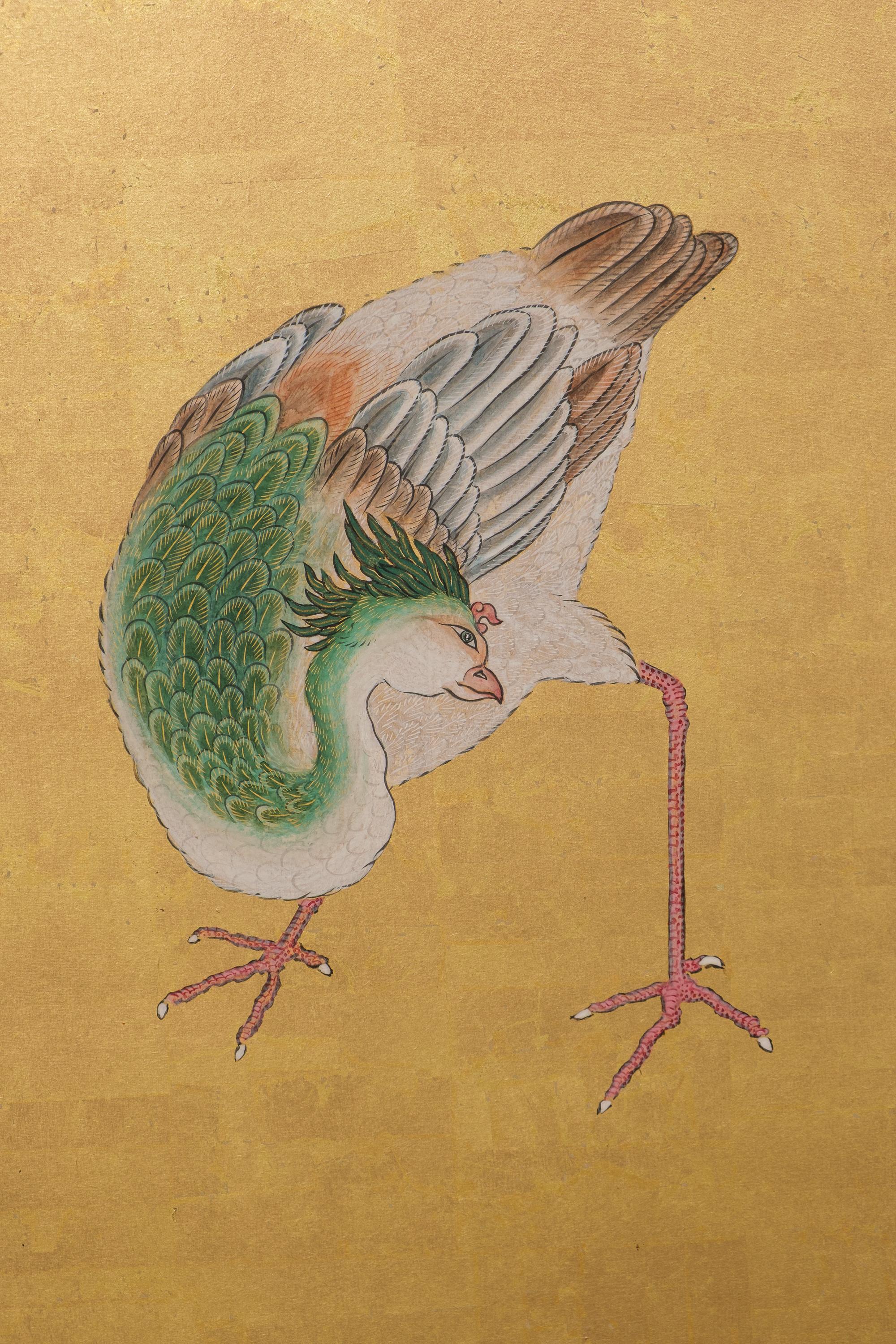 Tall 6-panel byôbu with phoenixes attributed to Kanô Isen’in Naganobu For Sale 2