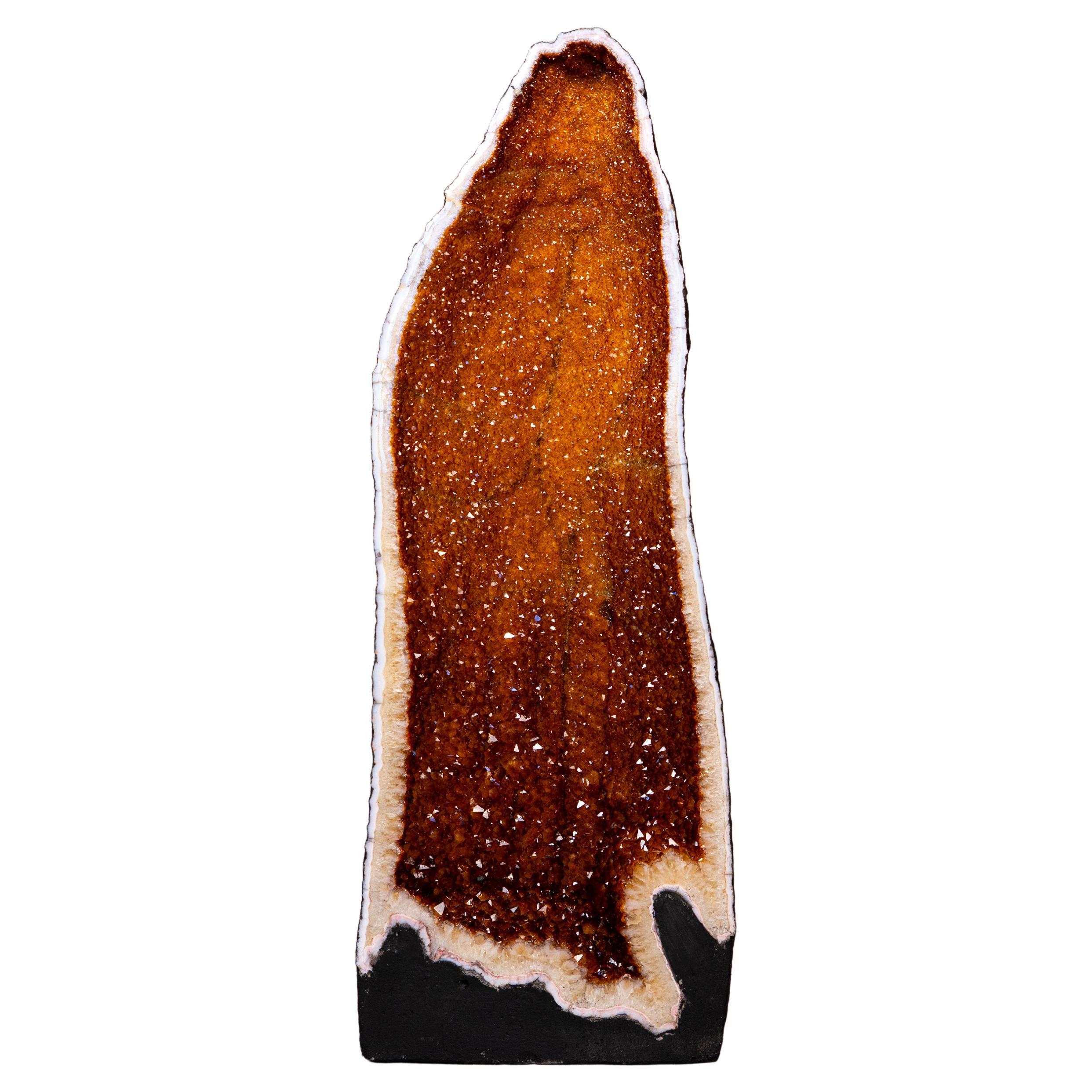 Tall AAA Citrine Cathedral Geode with Golden-Orange Sparkly Druzy