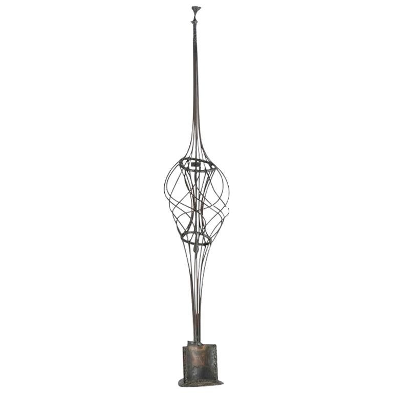 Tall Abstract Midcentury Iron Sculpture For Sale
