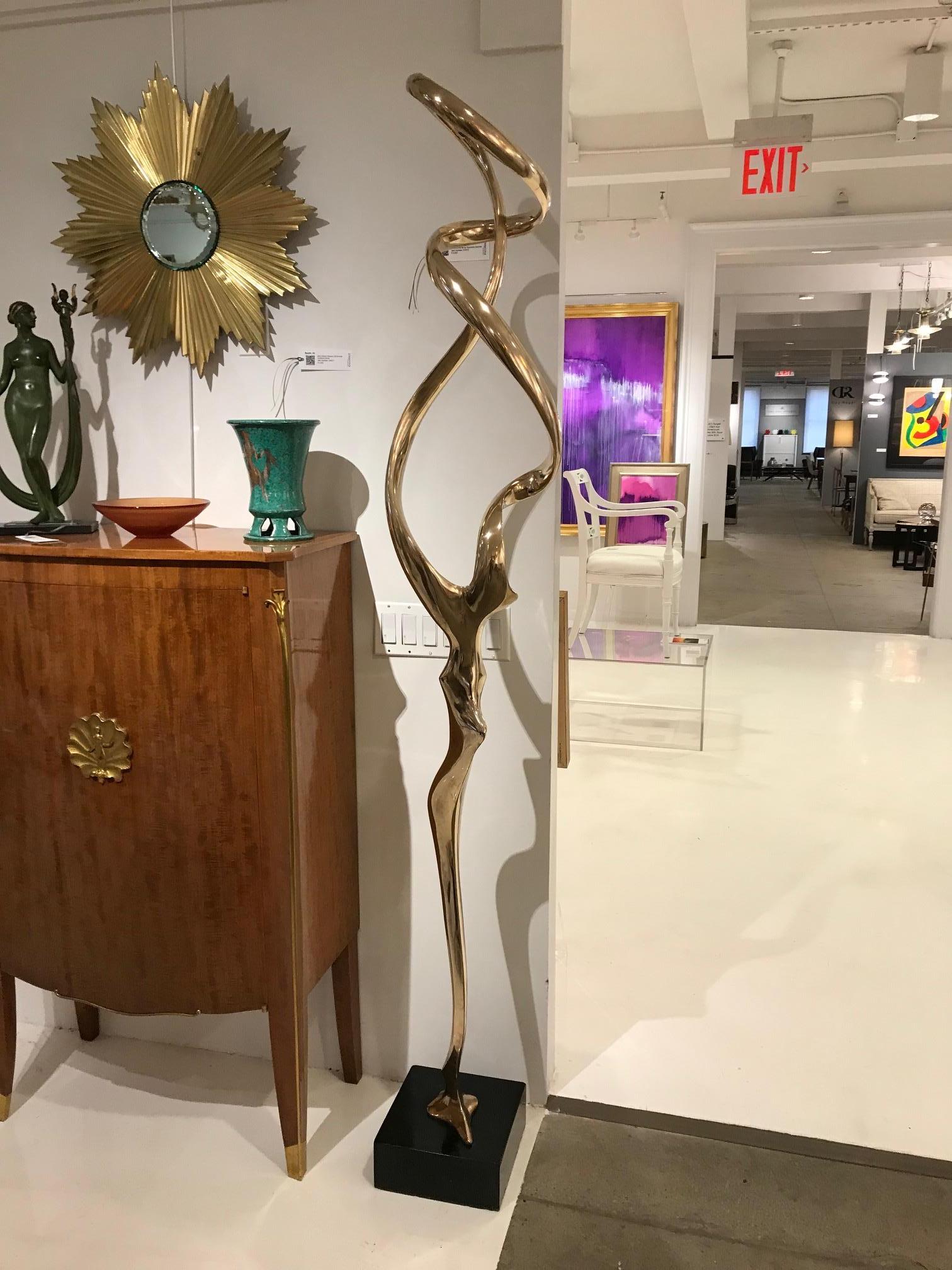 Tall Abstract Polished Bronze Sculpture by Kieff In Good Condition In Montreal, QC