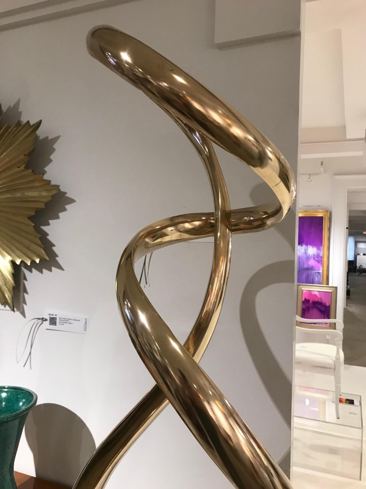 Tall Abstract Polished Bronze Sculpture by Kieff 2