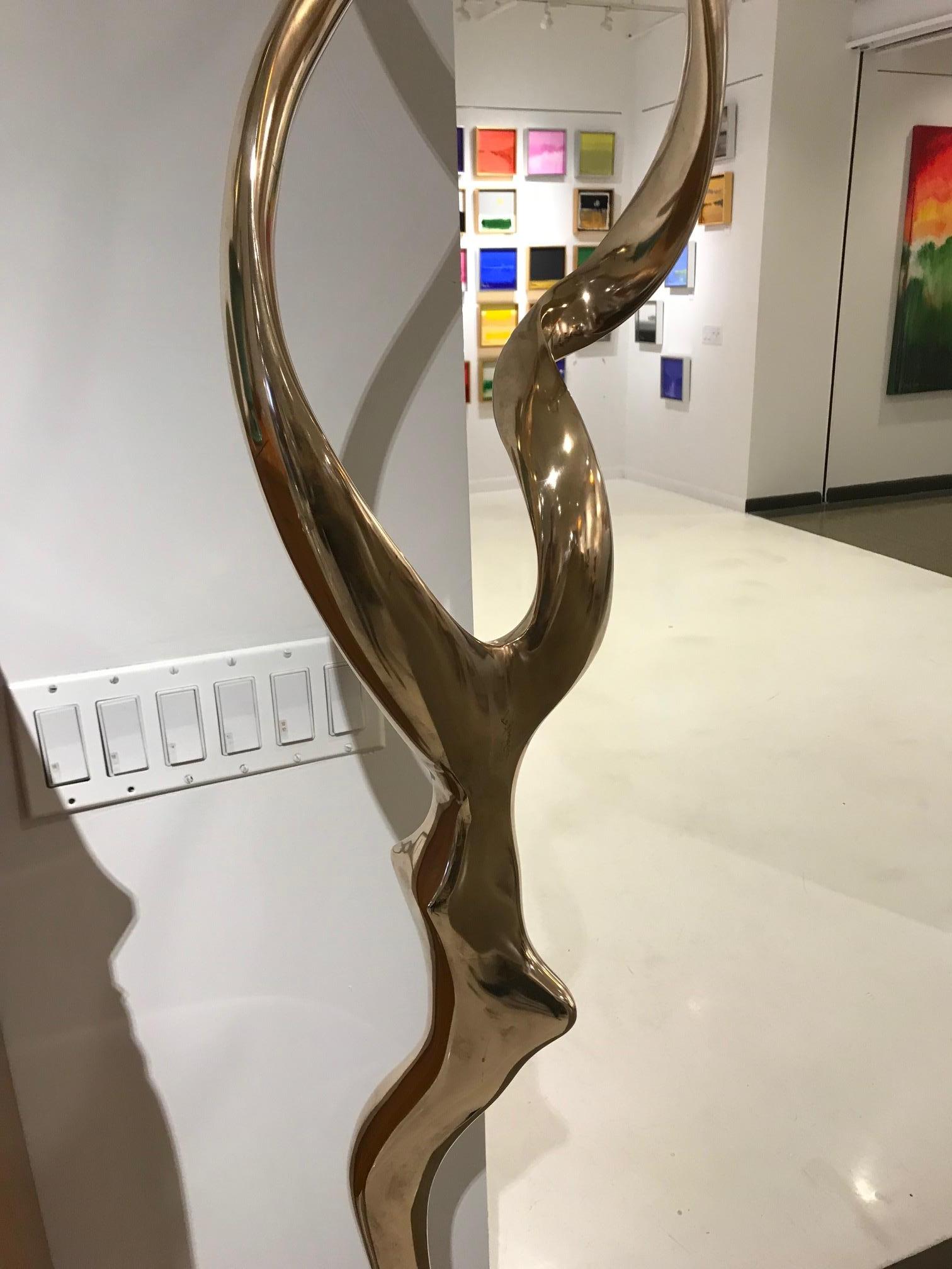 Tall Abstract Polished Bronze Sculpture by Kieff 3