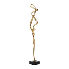 Tall Abstract Polished Bronze Sculpture by Kieff