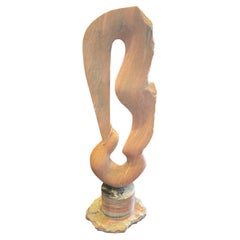 Tall Abstract Sculpture in Serene Pink Marble