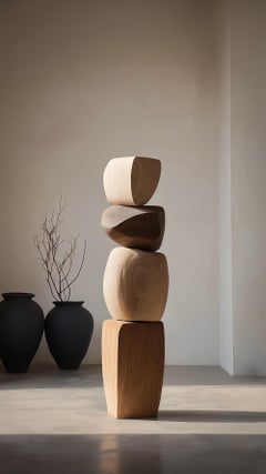 Tall Abstract Wood Totem by NONO Furniture Still Stand No116