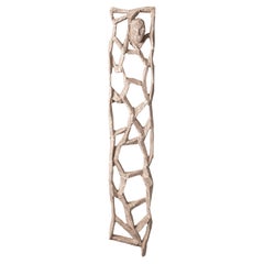 Tall Abstract Wooden Wall-Mounted Sandy-White Sculpture by Christofer Kochs 2019