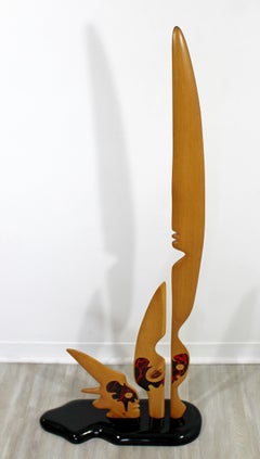 Tall African Stone Tribute Painted Wood Figurative Table Sculpture Schellenberg