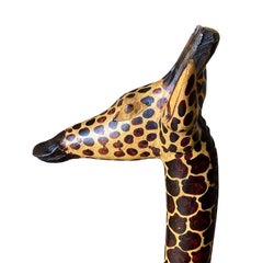 Tall African Wood Carved Giraffe Statue, Kenya