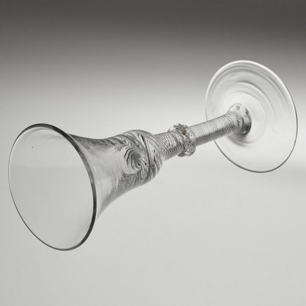 British Air Twist Georgian Wine Glass with Vermicular Collar c1750 For Sale