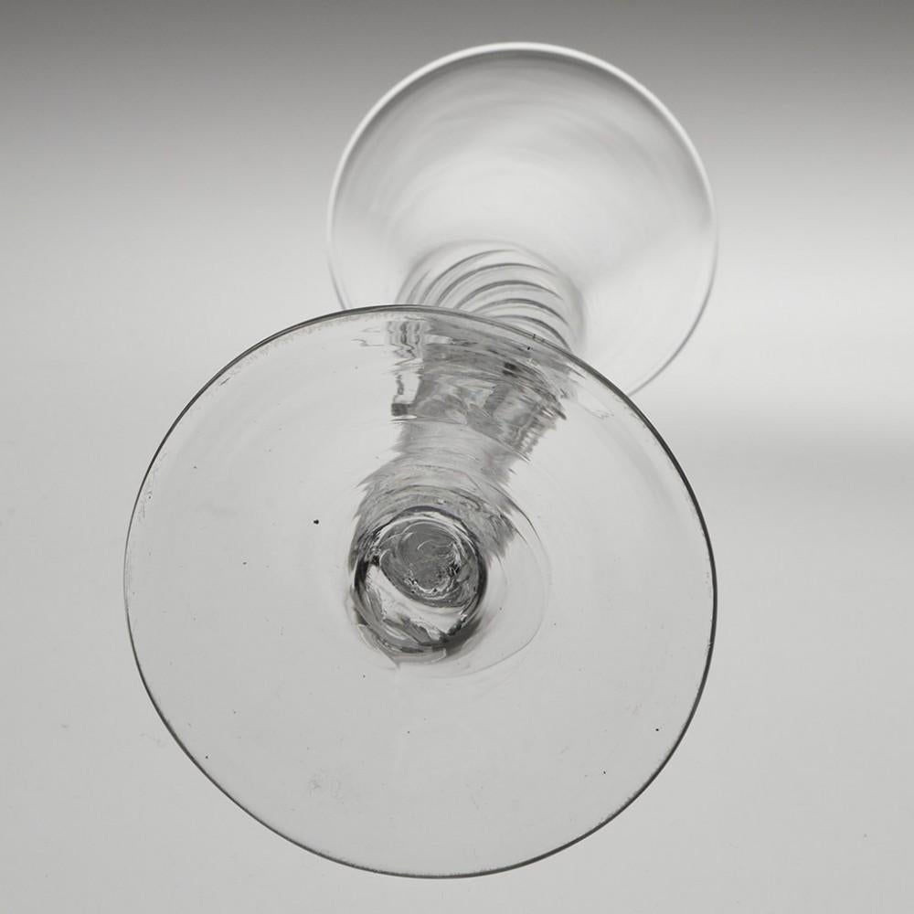 Blown Glass Air Twist Georgian Wine Glass with Vermicular Collar c1750 For Sale