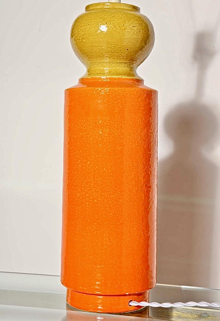 Tall Aldo Londi for Bitossi Orange & Yellow Ceramic Table Lamp, 1950s  For Sale 3