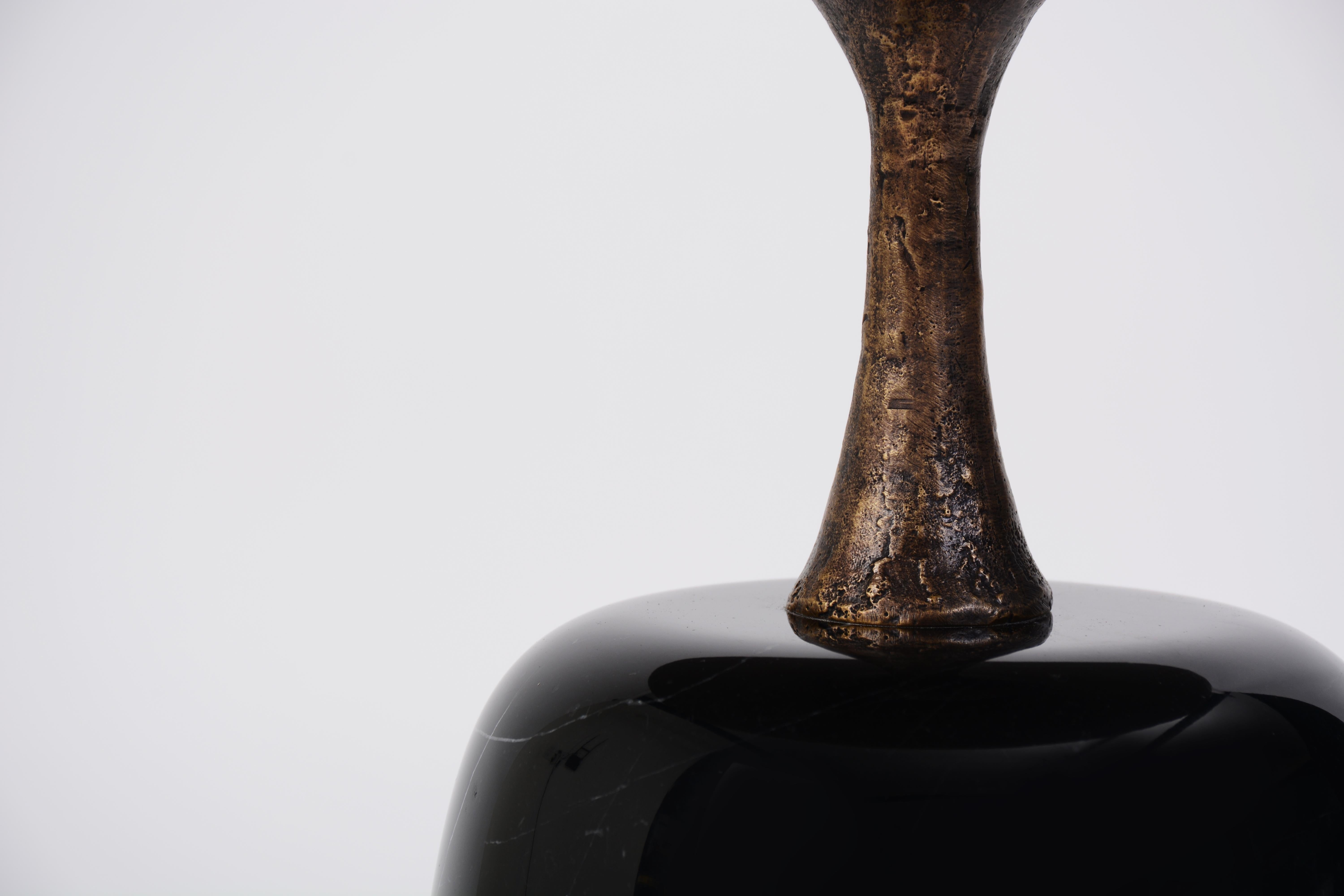 Tall Altai Side Table, Antique Gold Bronze & Black Marble, Elan Atelier IN STOCK In New Condition In New York, NY