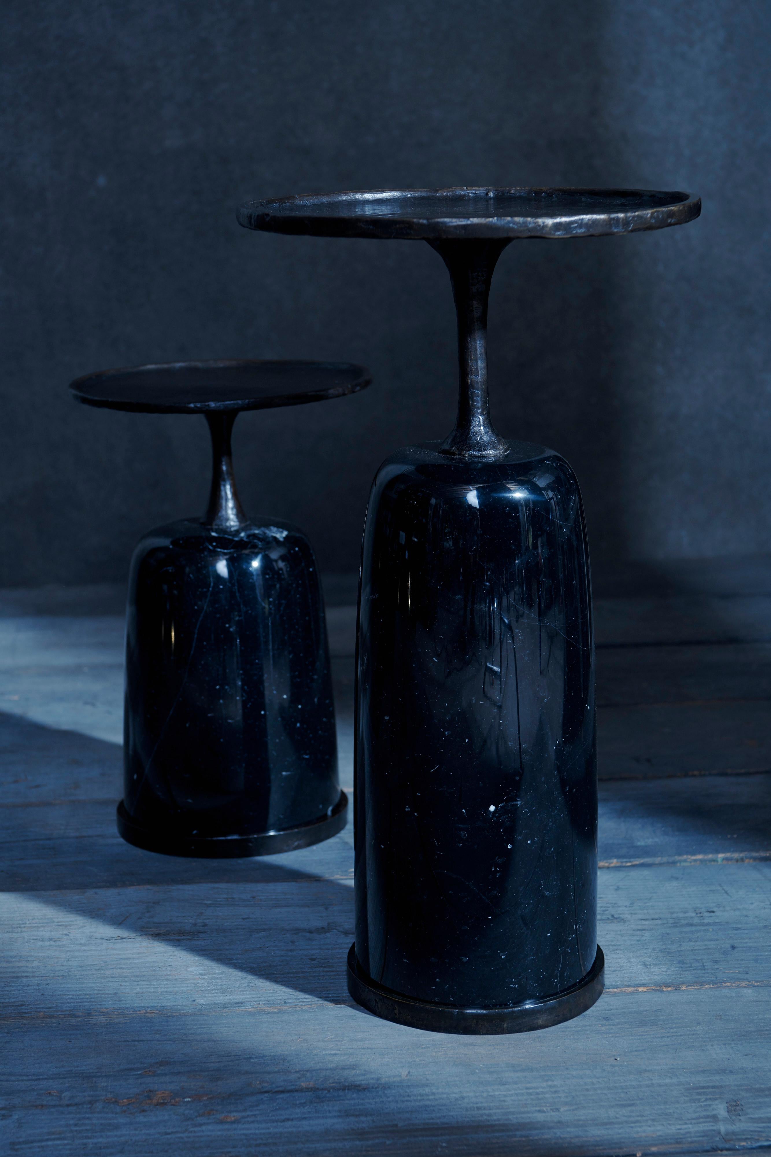 Tall Altai Side Table, Antique Gold Bronze & Black Marble, Elan Atelier IN STOCK 3