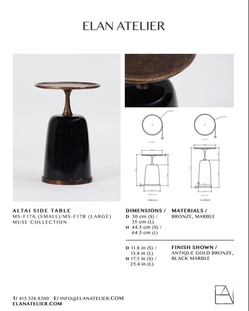 Tall Altai Side Table, Antique Gold Bronze & Black Marble, Elan Atelier IN STOCK 4