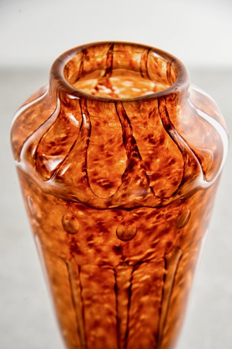 Tall Amber Color Signed Verlys Vase at 1stDibs