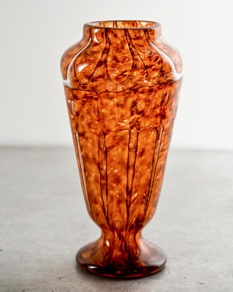 Tall Amber Color Signed Verlys Vase at 1stDibs