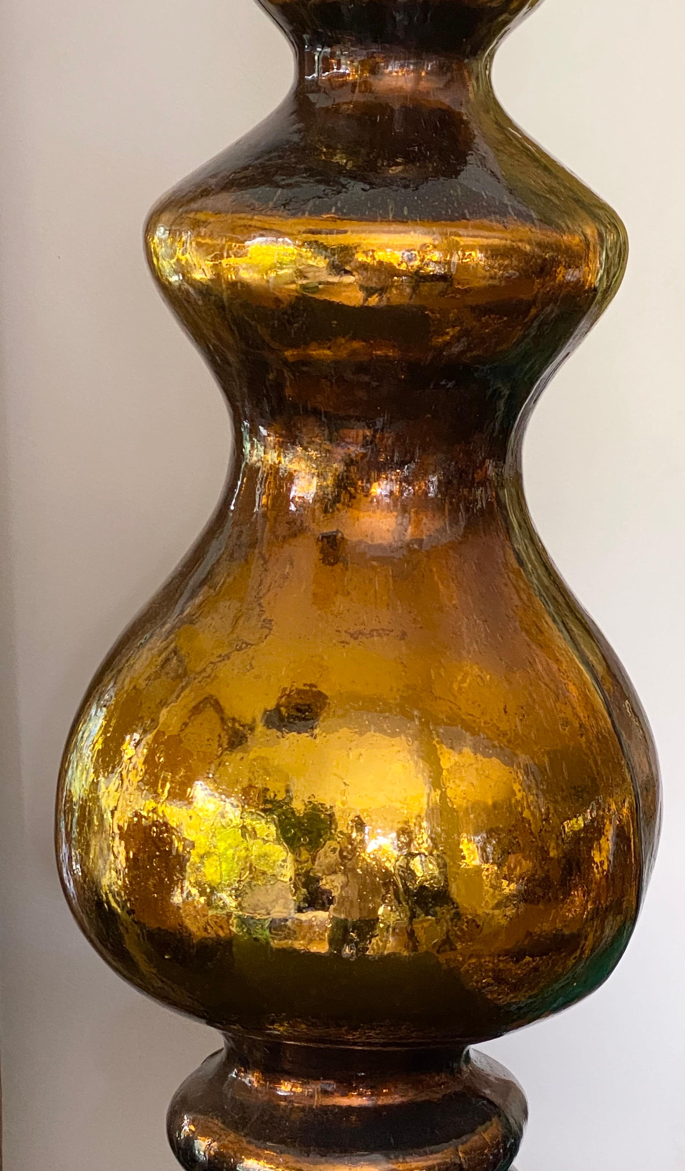 Tall Amber Mercury Glass Lamp In Good Condition For Sale In East Hampton, NY