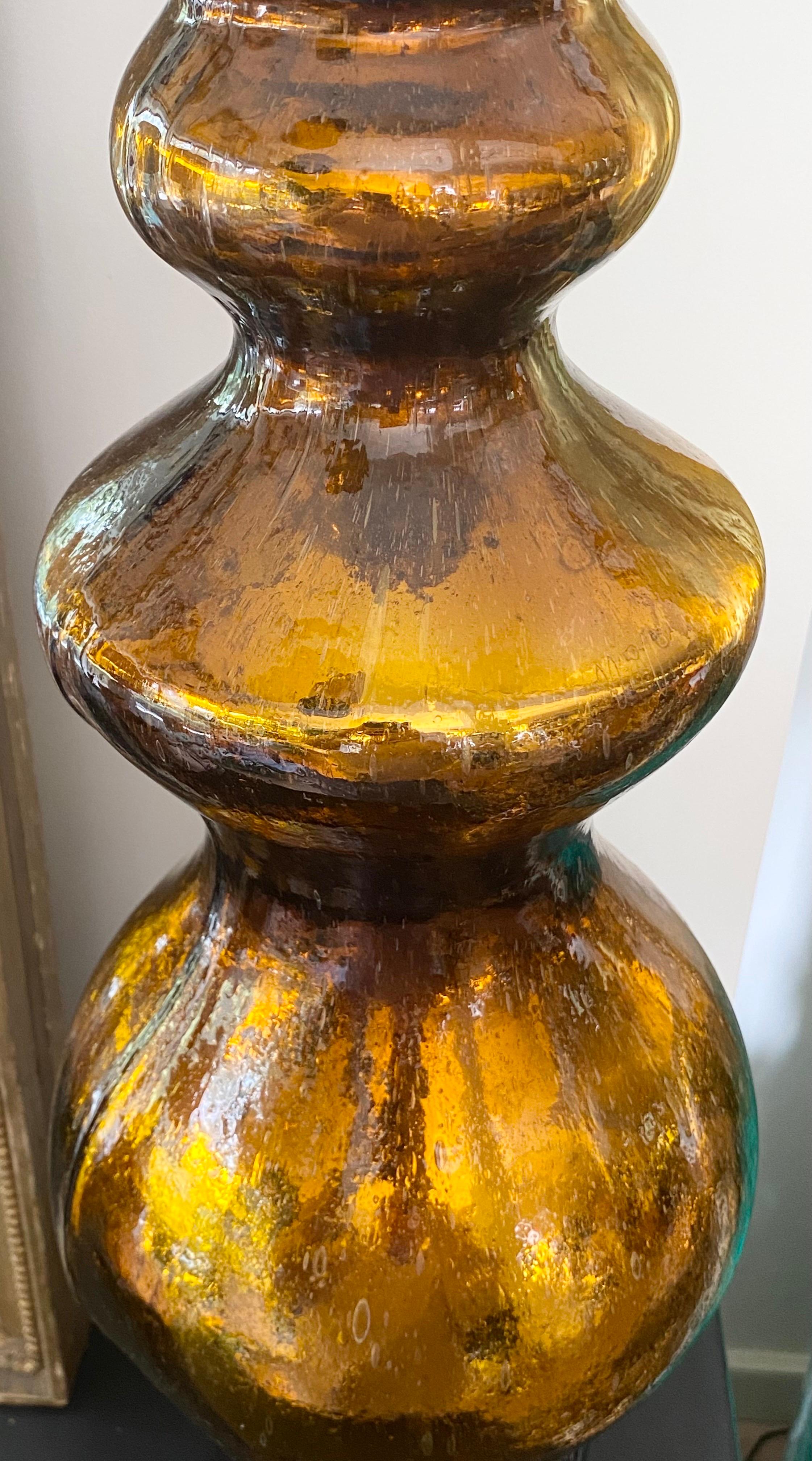 Tall Amber Mercury Glass Lamp For Sale 4