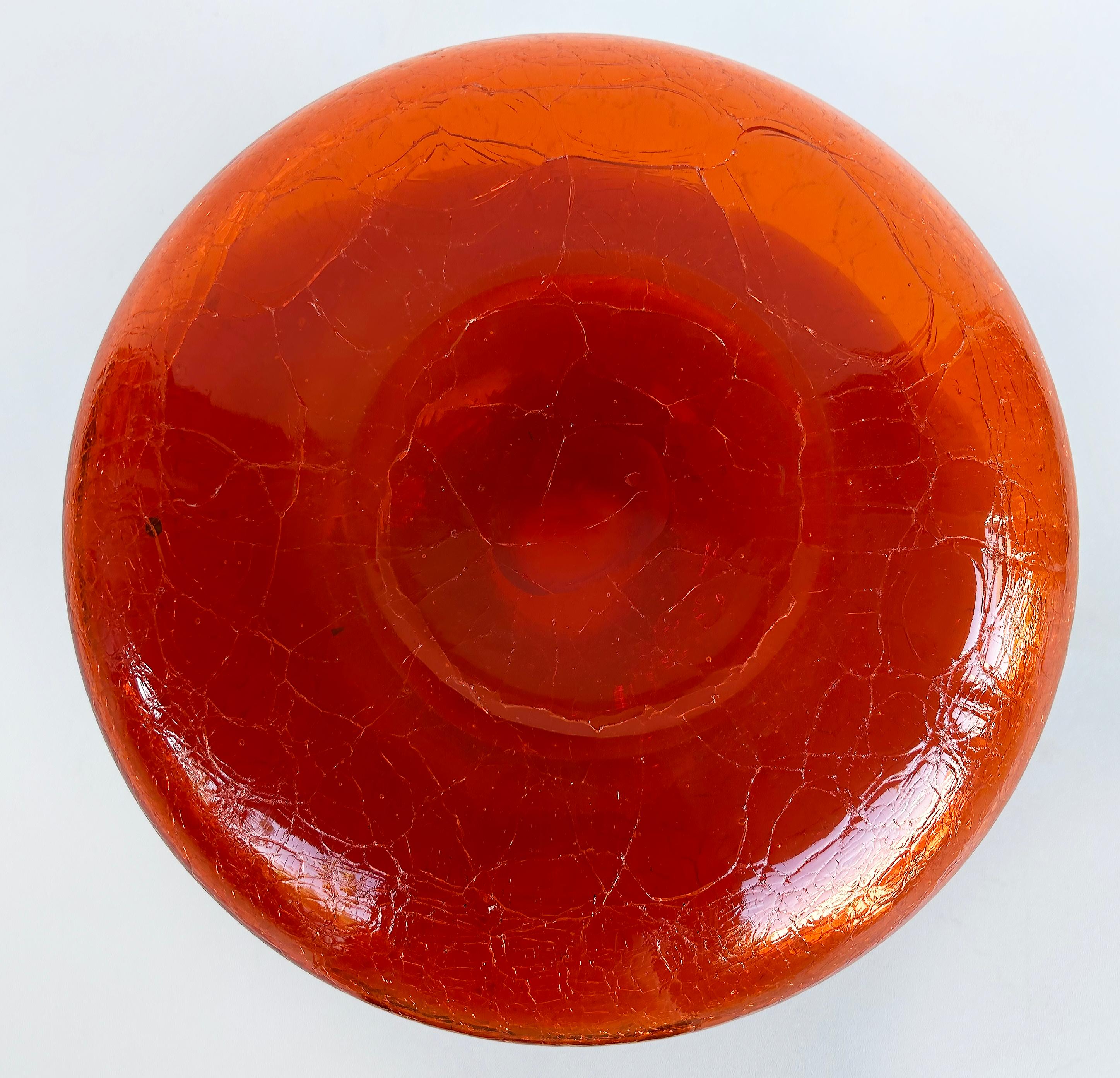 Vaso alto in vetro craquelé Amberina attribuito a Blenko Glass in vendita 2
