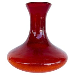 Tall Amberina Crackle Glass Vase Attributed to Blenko Glass