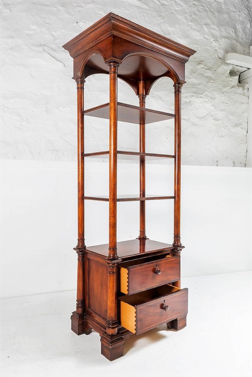 British Tall American Mahogany Thomasville Display Cabinet Unit of Regency Manner For Sale