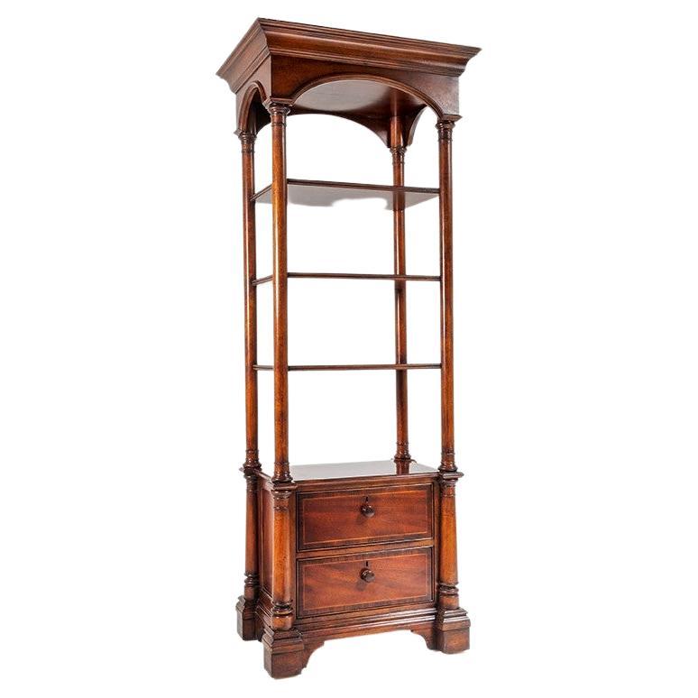 Tall American Mahogany Thomasville Display Cabinet Unit of Regency Manner For Sale