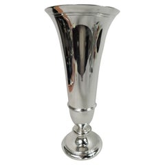 Tall American Modern Sterling Silver Trumpet Vase by Tiffany