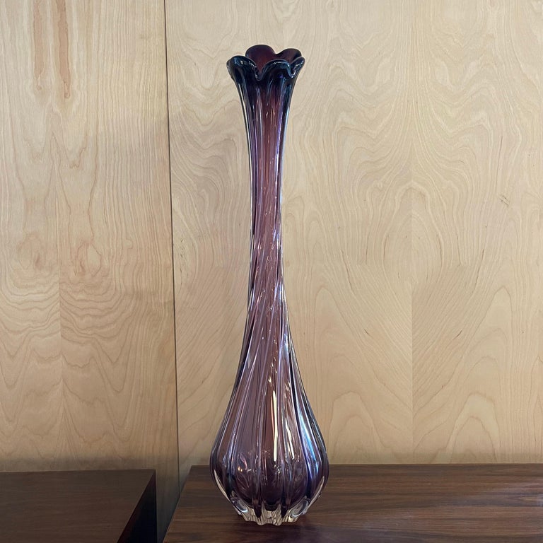 Tall Amethyst Murano Art Glass Vase For Sale at 1stDibs tall art