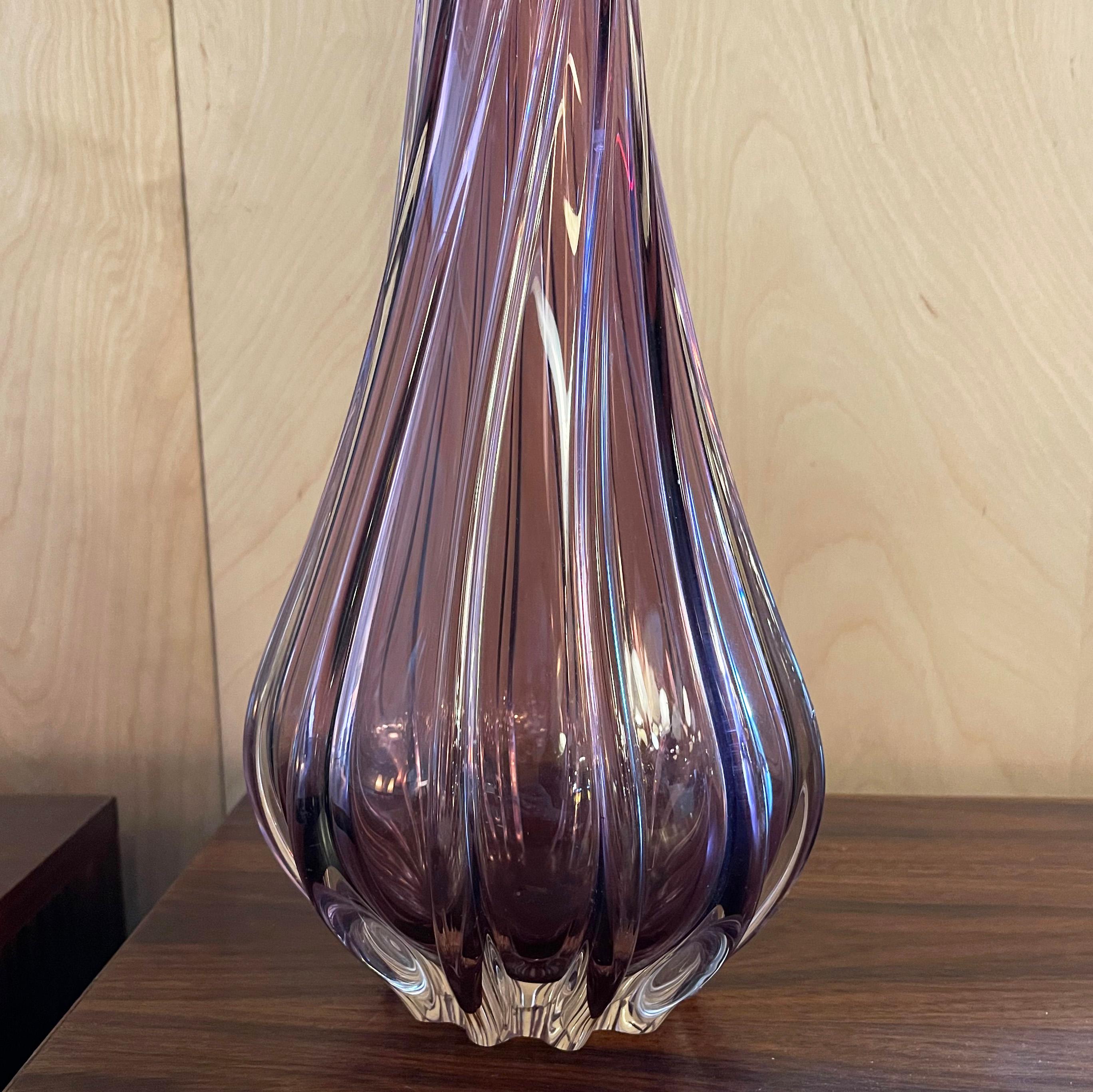 Italian Tall Amethyst Murano Art Glass Vase