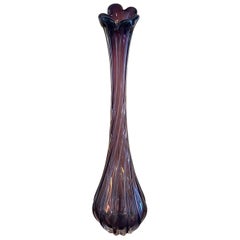 Tall Amethyst Murano Art Glass Vase