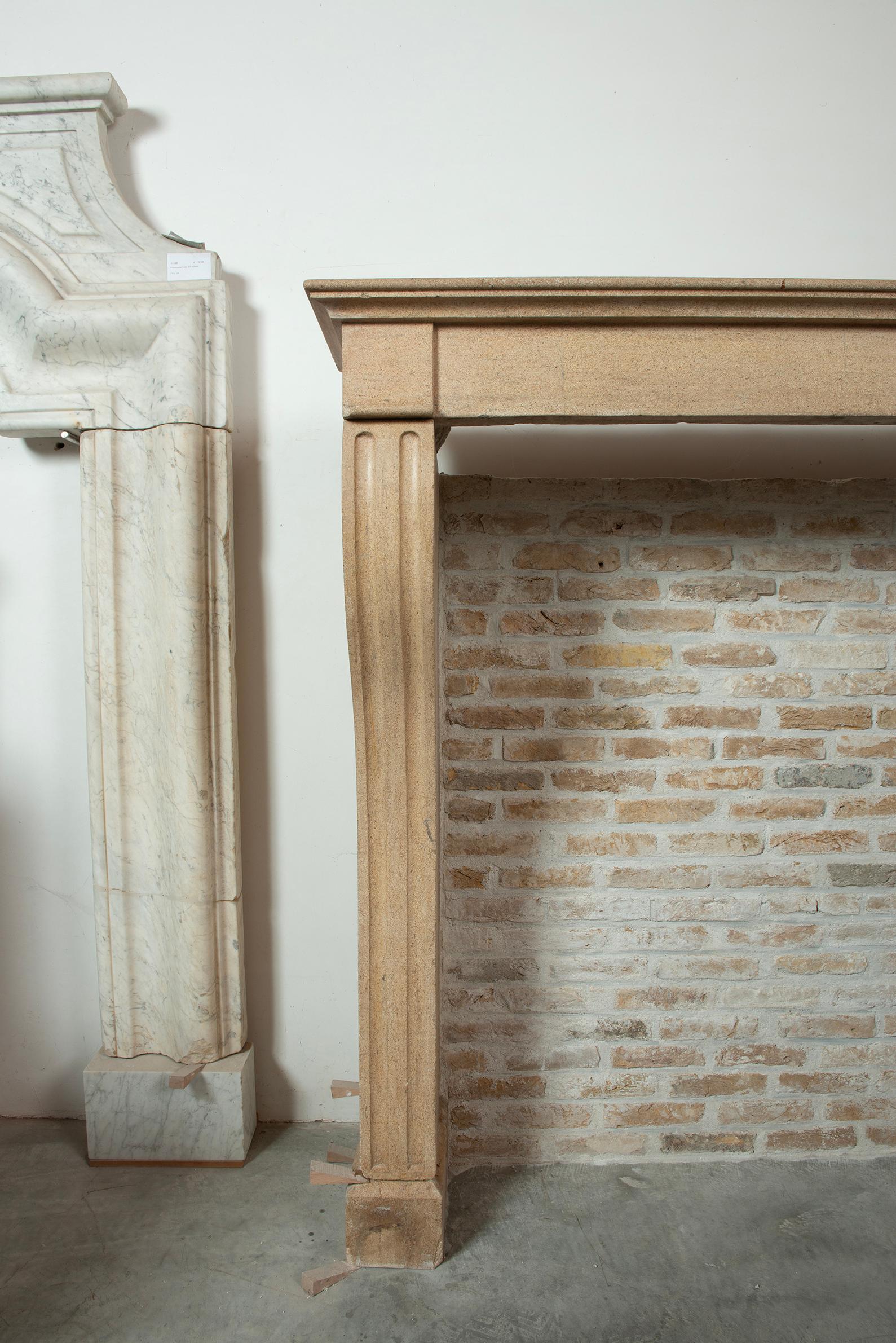 Tall and Elegant Antique Limestone Fireplace mantel For Sale 5