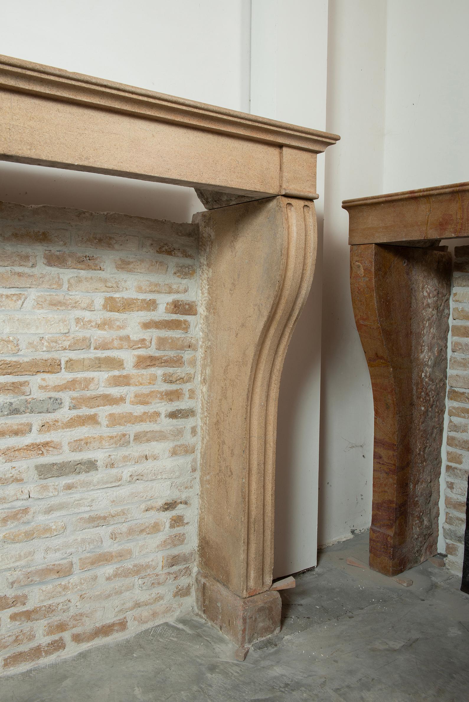 Tall and Elegant Antique Limestone Fireplace mantel For Sale 6
