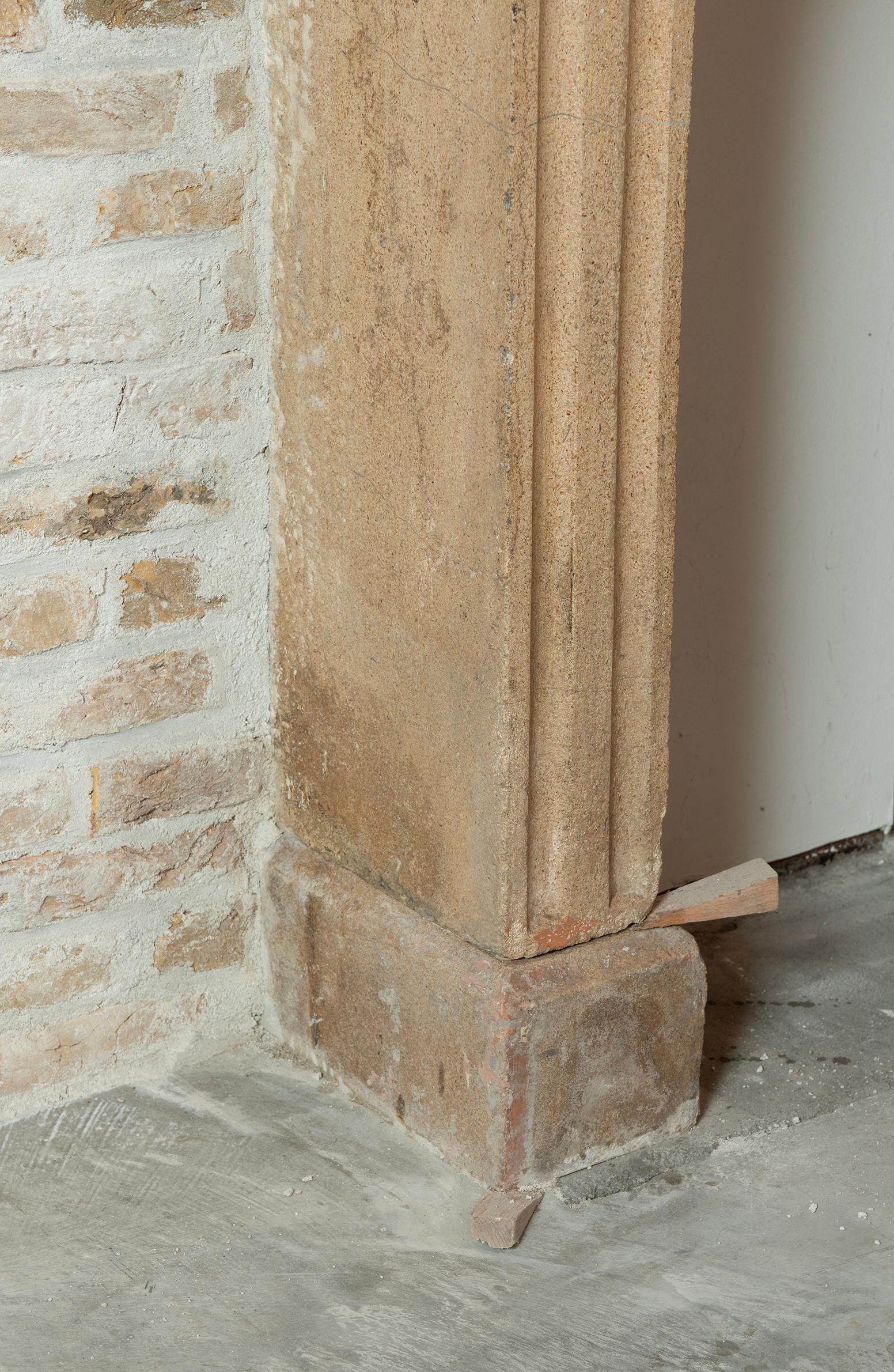 Tall and Elegant Antique Limestone Fireplace mantel For Sale 7