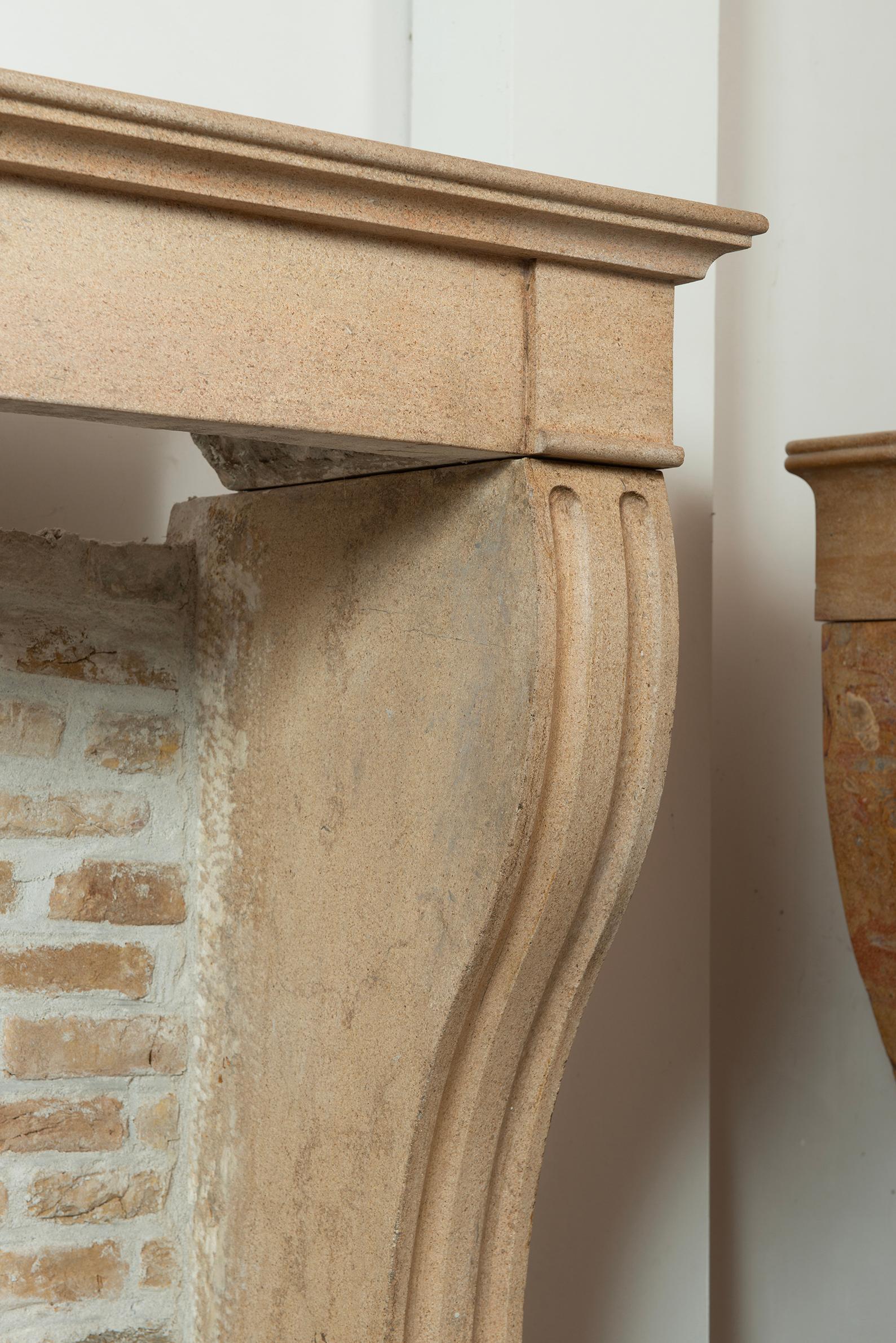 Tall and Elegant Antique Limestone Fireplace mantel For Sale 8