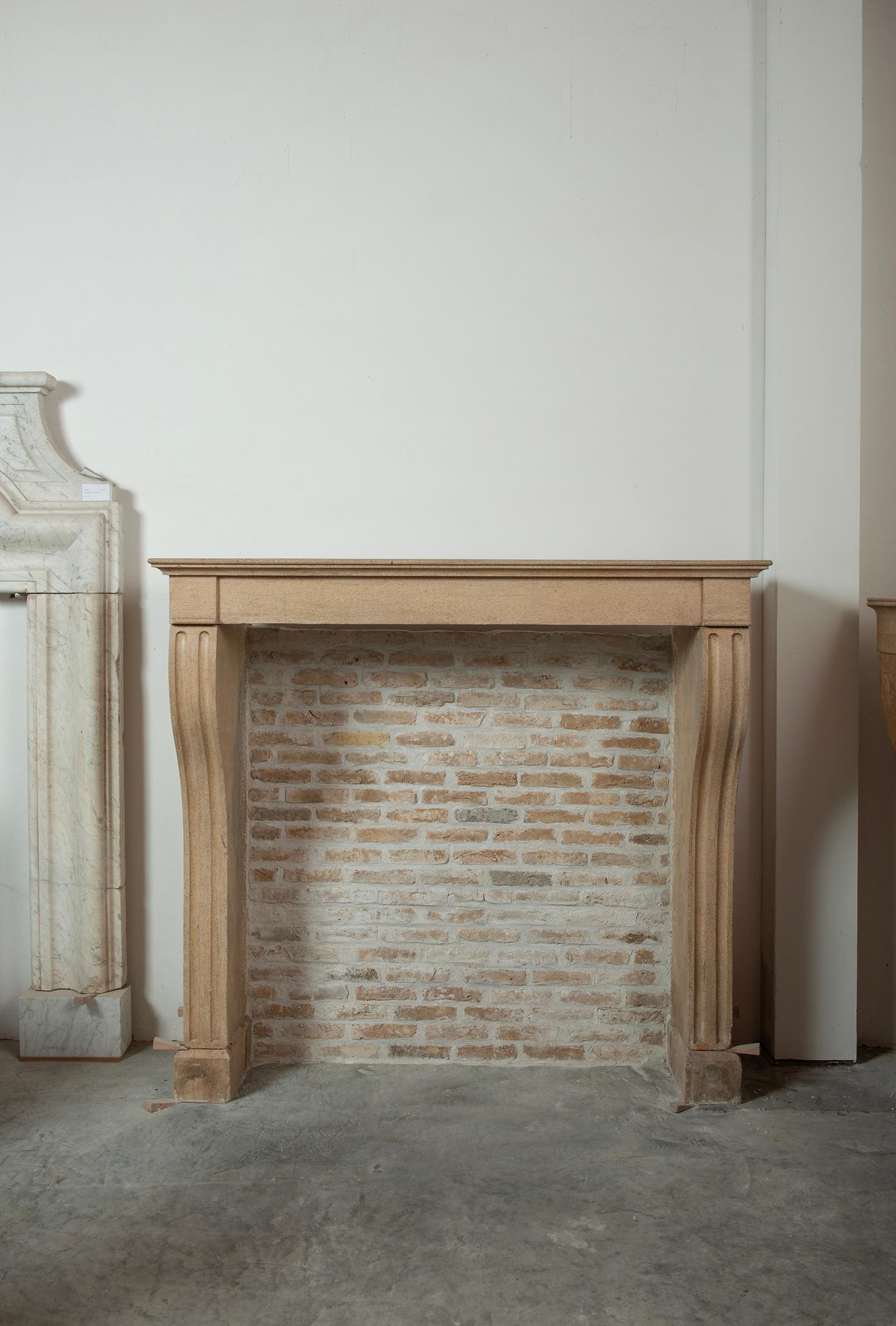 French Tall and Elegant Antique Limestone Fireplace mantel For Sale