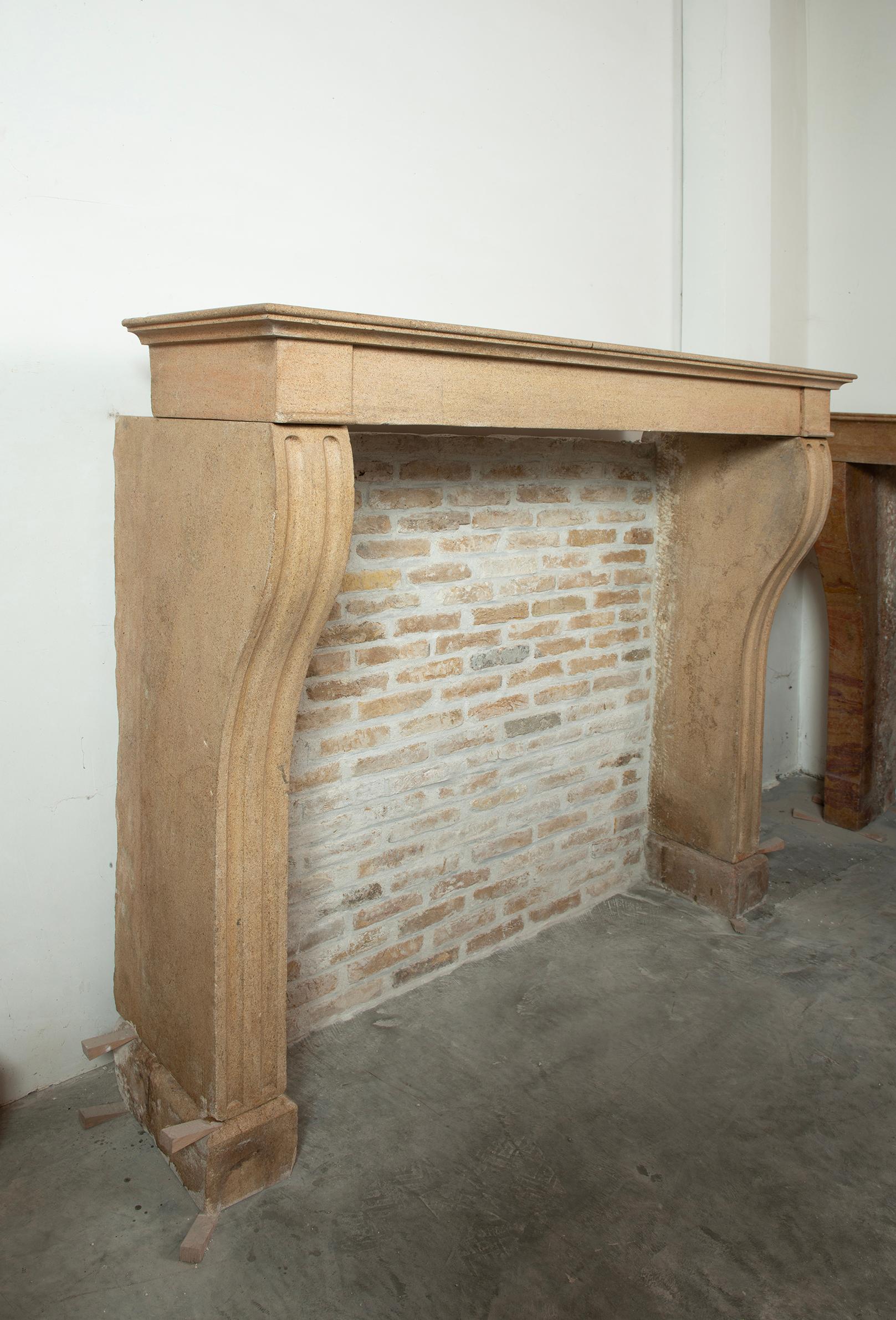 19th Century Tall and Elegant Antique Limestone Fireplace mantel For Sale