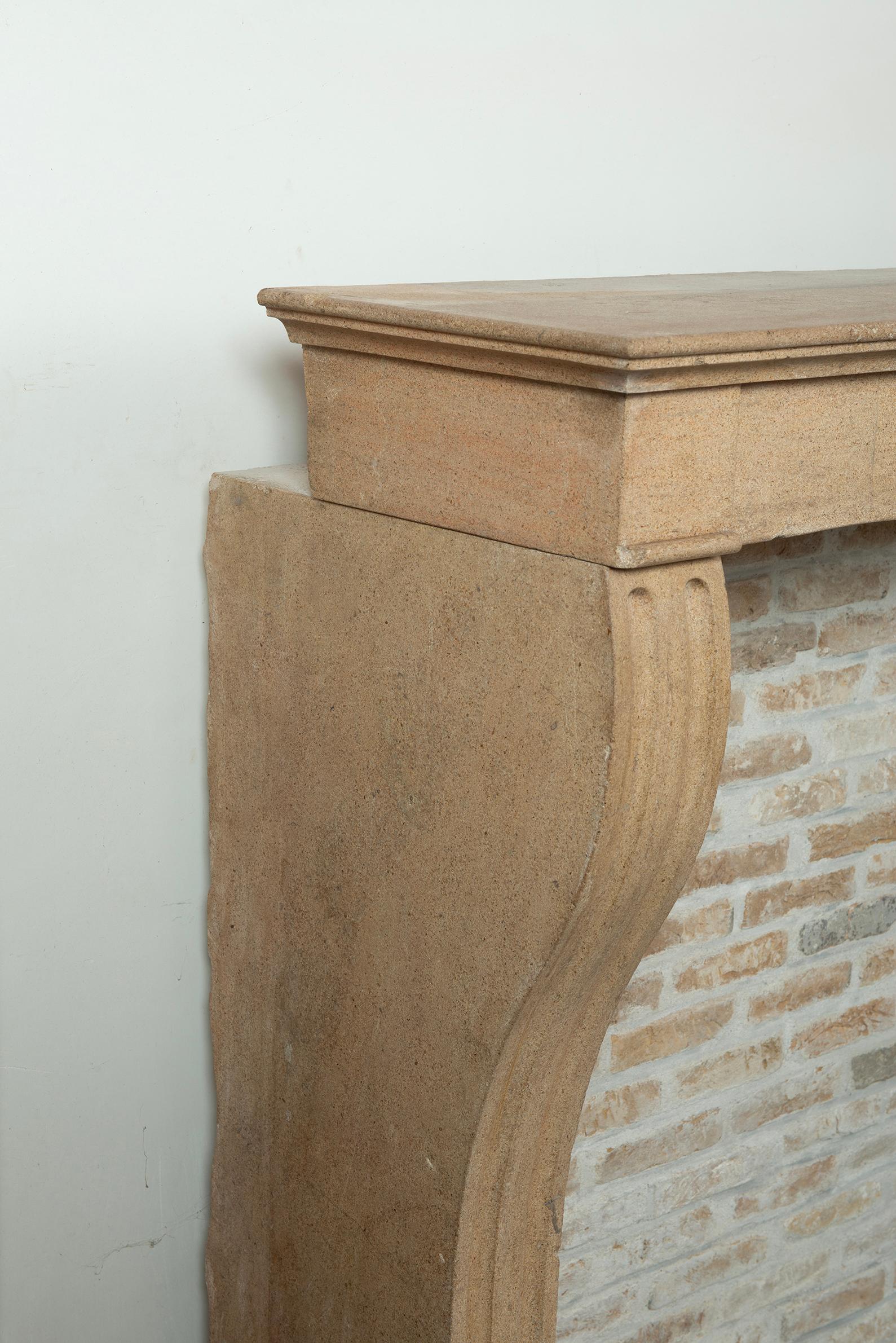 Tall and Elegant Antique Limestone Fireplace mantel For Sale 1
